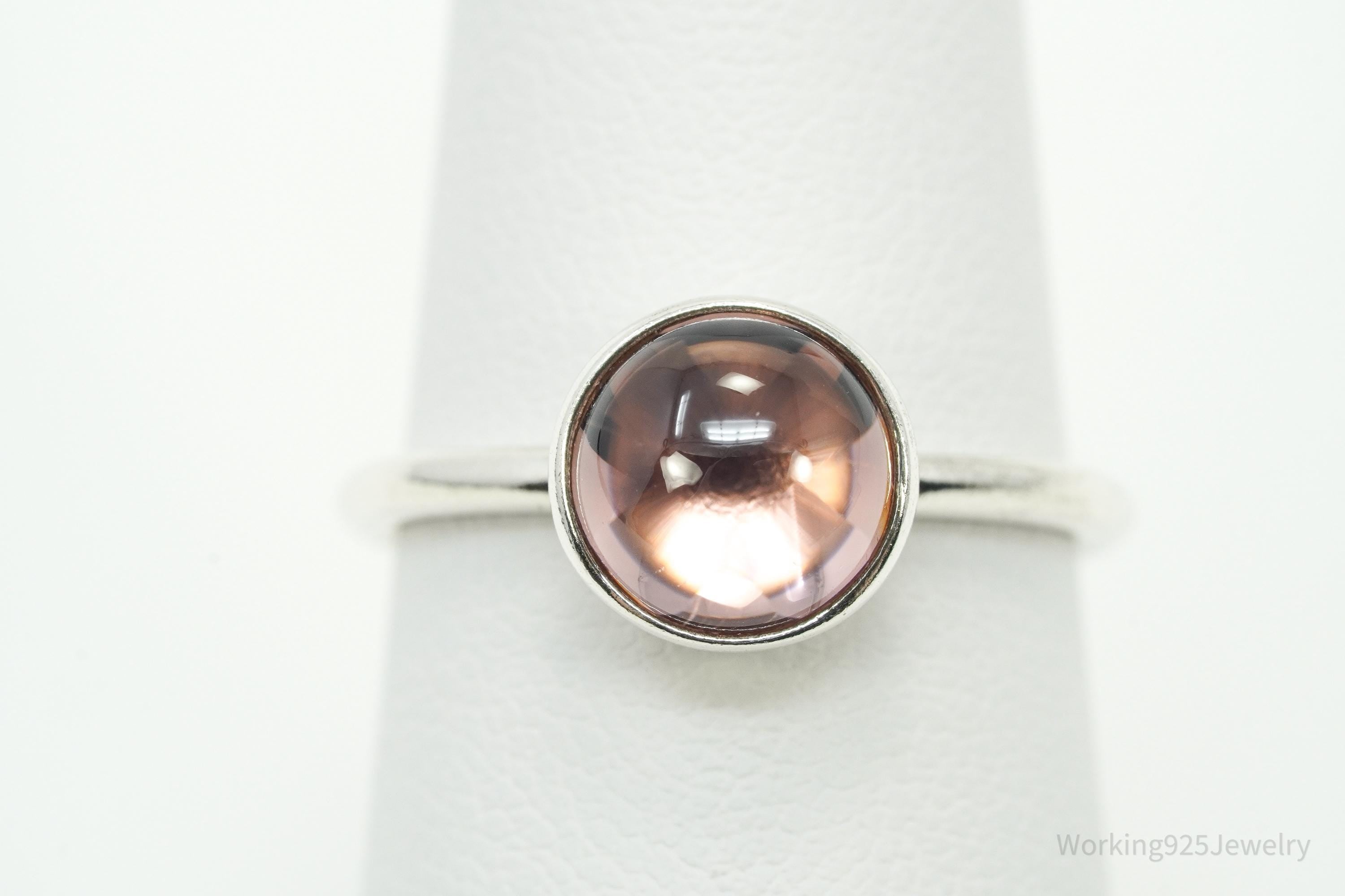 Pandora Retired Blush Pink Crystal Sterling Silver Ring - Size 6
