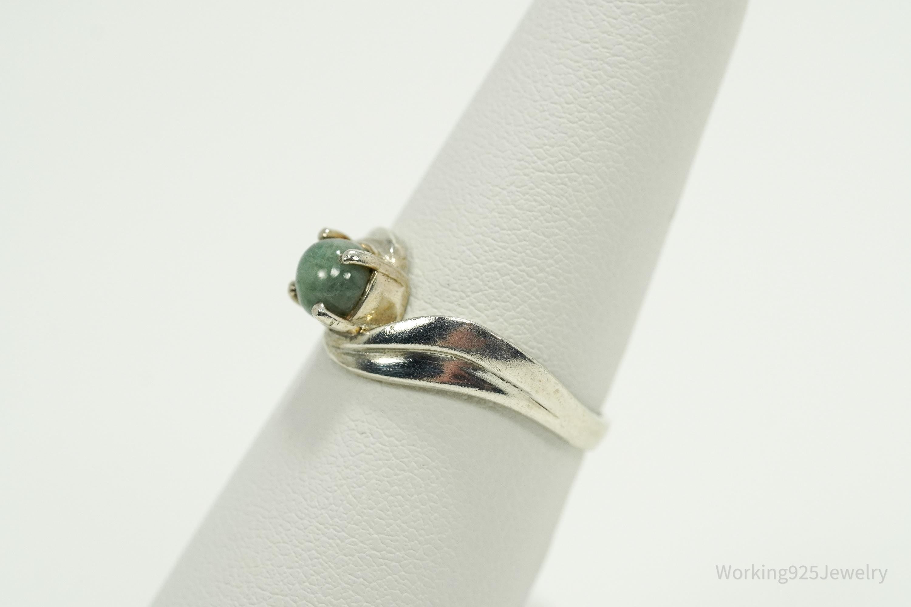 Vintage Jade Sterling Silver Ring - Size 7.25