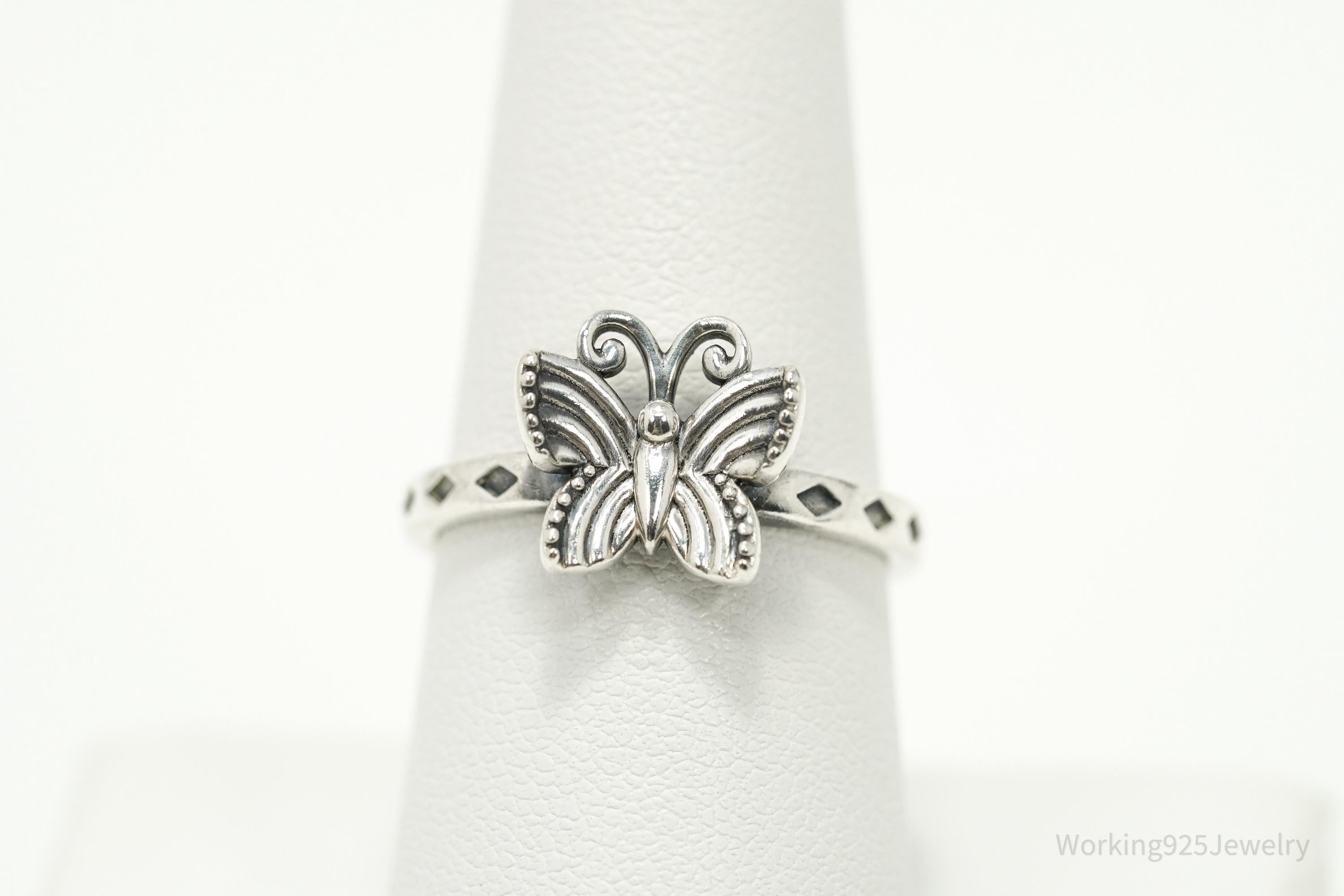 Vintage Butterfly Sterling Silver Ring - Size 8