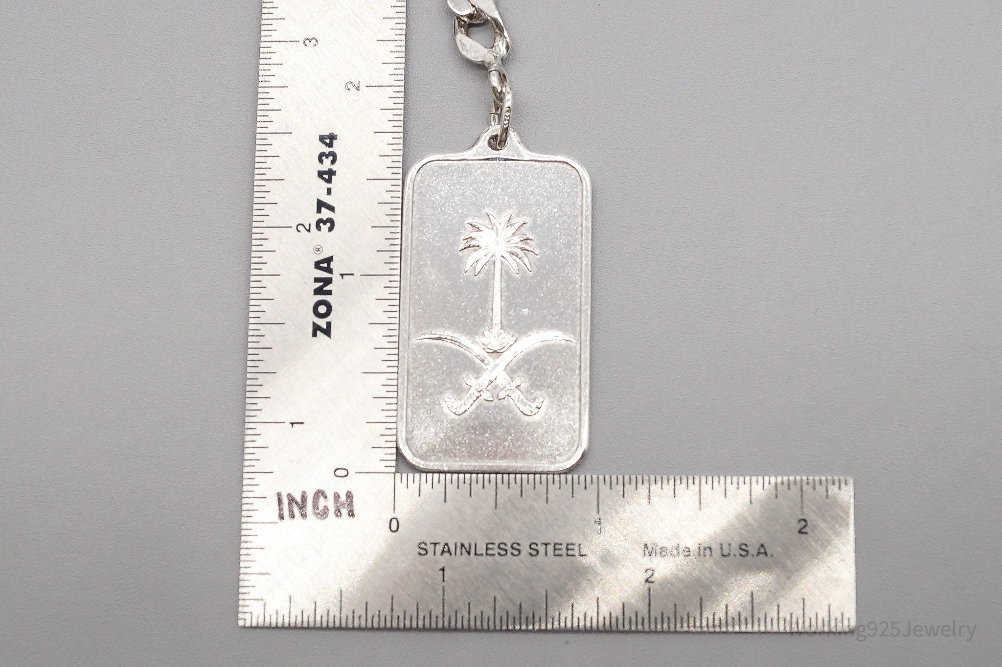 Vintage PAMP Suisse 15 Gram Fine Silver 999.0 Palm Tree & Arabian Swords Keychain