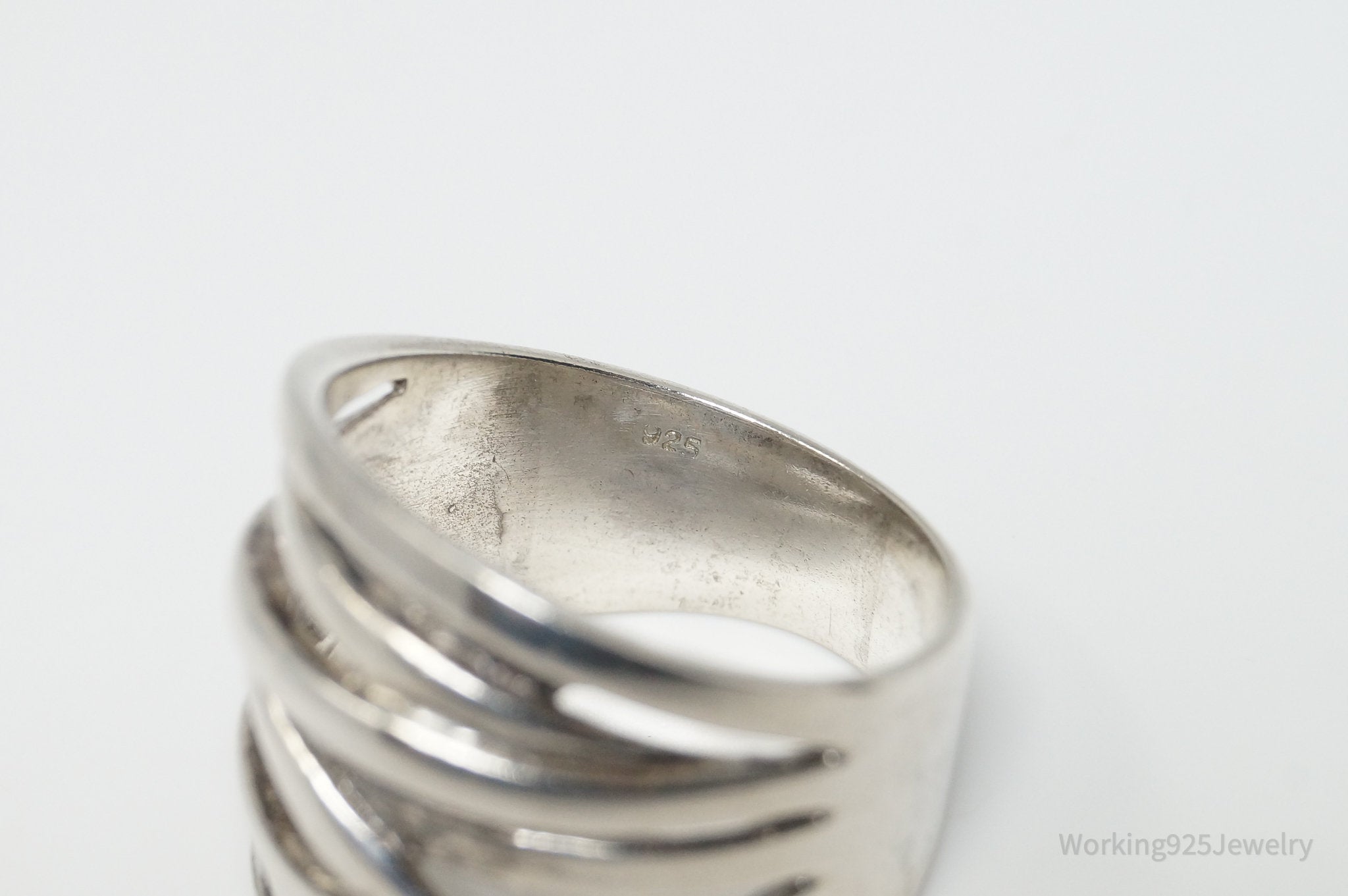 Vintage Modern Weave Sterling Silver Band Ring - Size 9.5