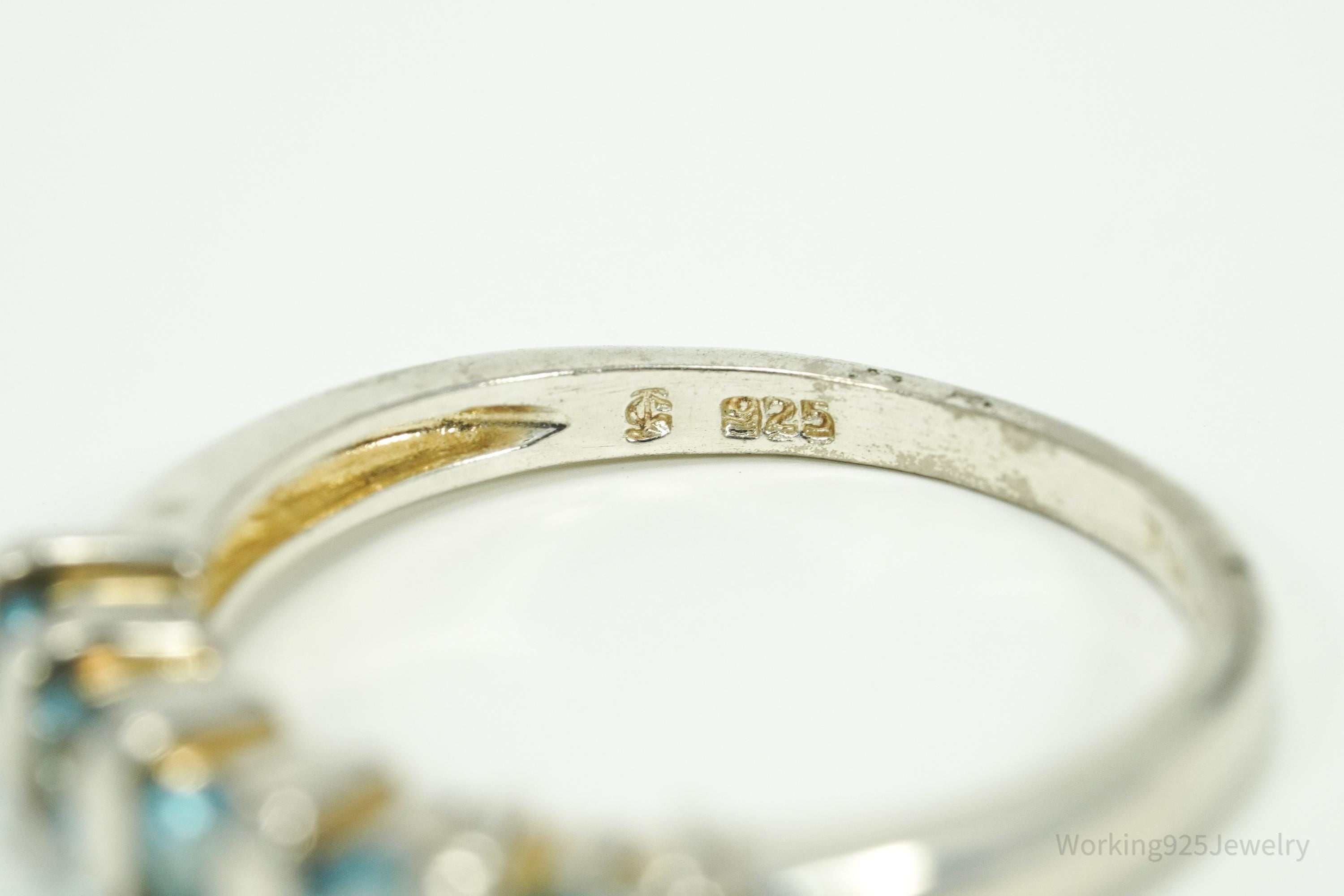 Vintage Blue Topaz Sterling Silver Ring - Size 8