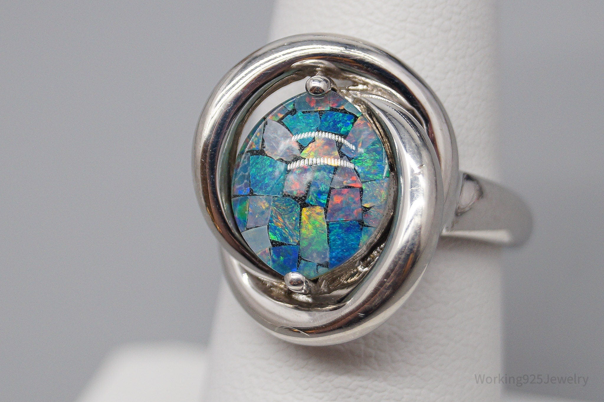 Vintage KN Opal Sterling Silver Ring - Size 7