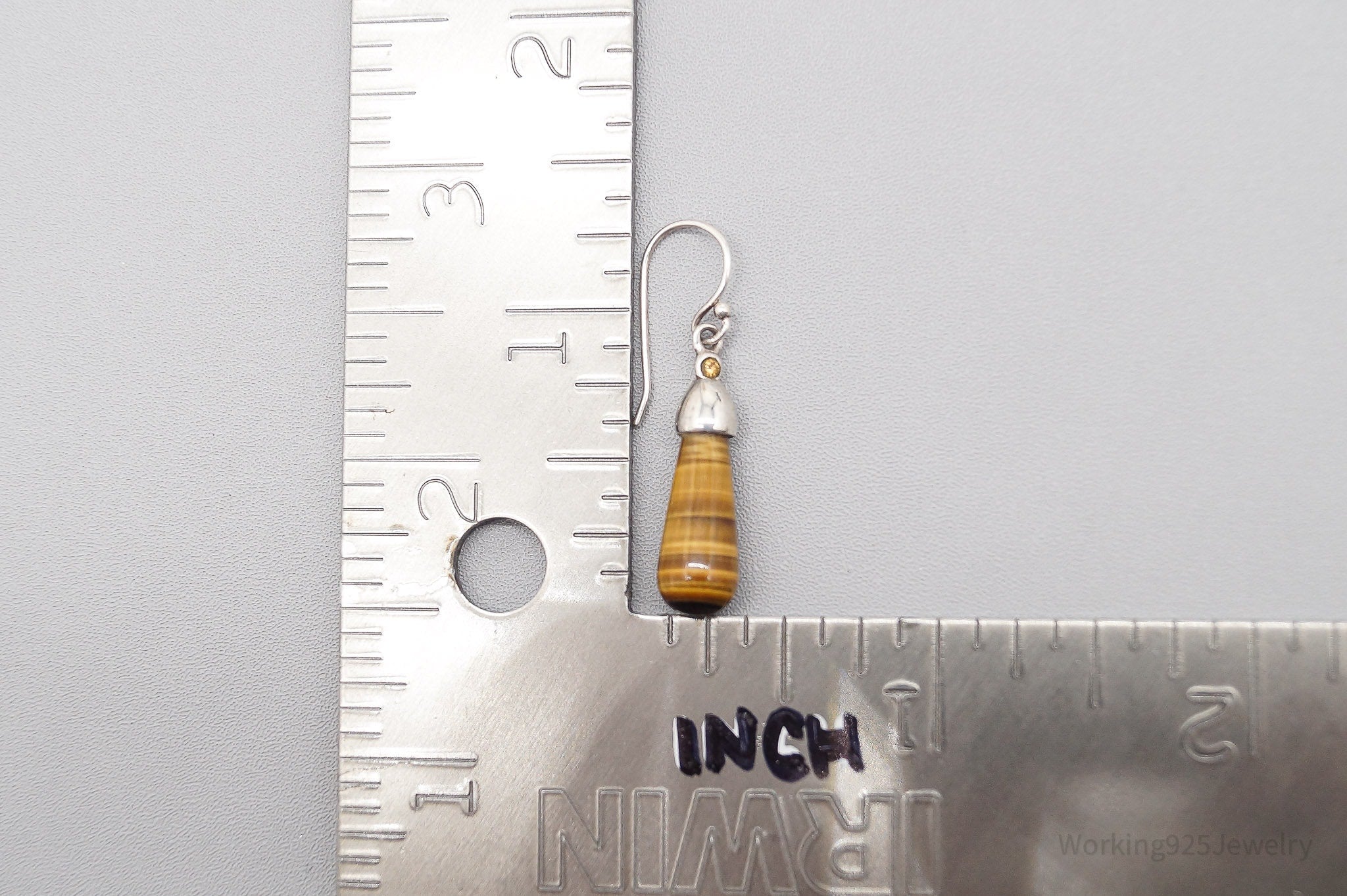 Vintage Tigers Eye Orange Crystal Sterling Silver Earrings