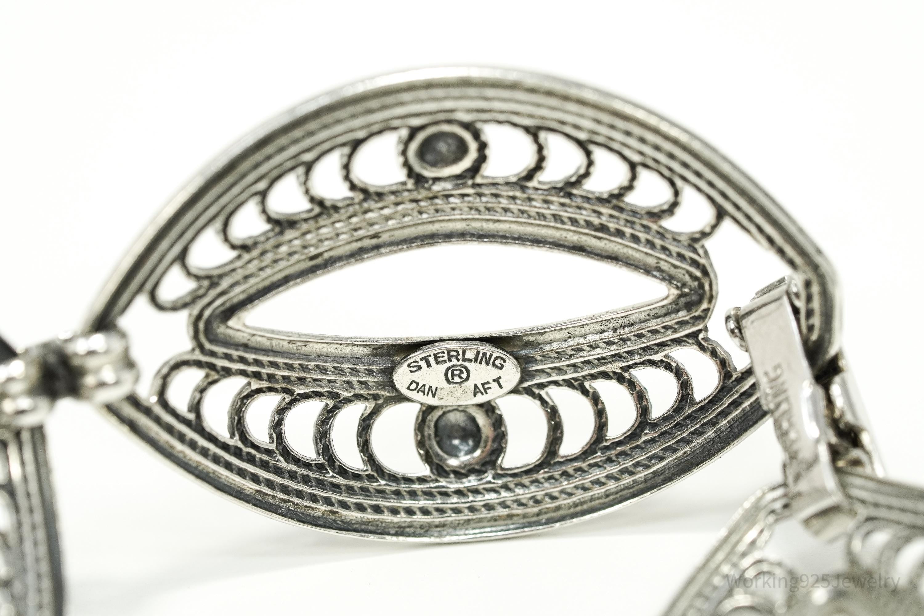 Vintage Danecraft Ornate Mid Century Sterling Silver Bracelet 7 5/8"