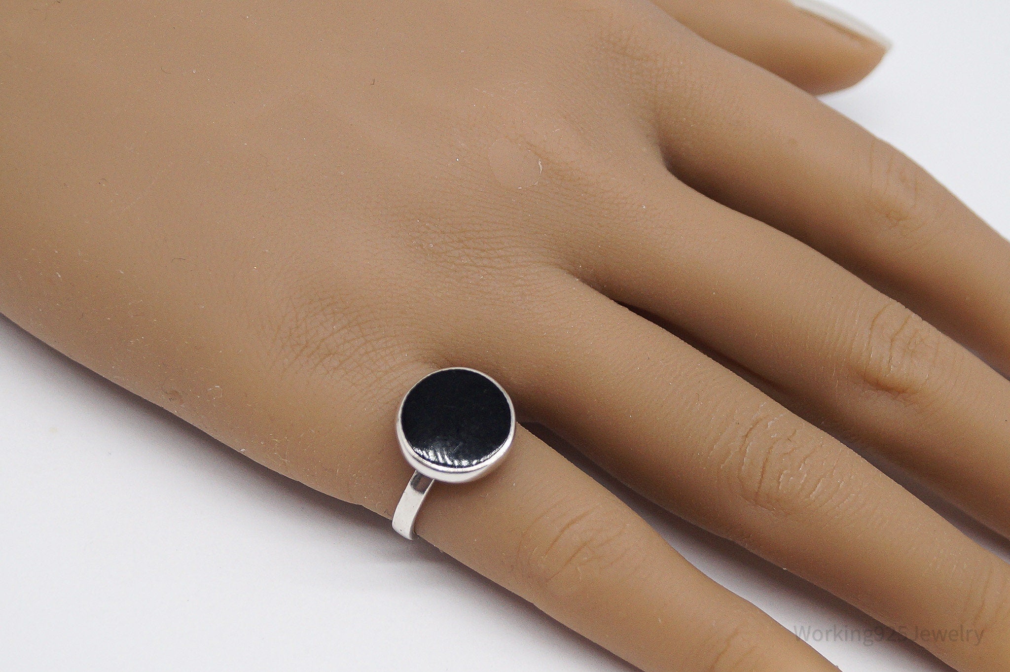 Vintage Black Onyx Sterling Silver Ring - Size 6.25