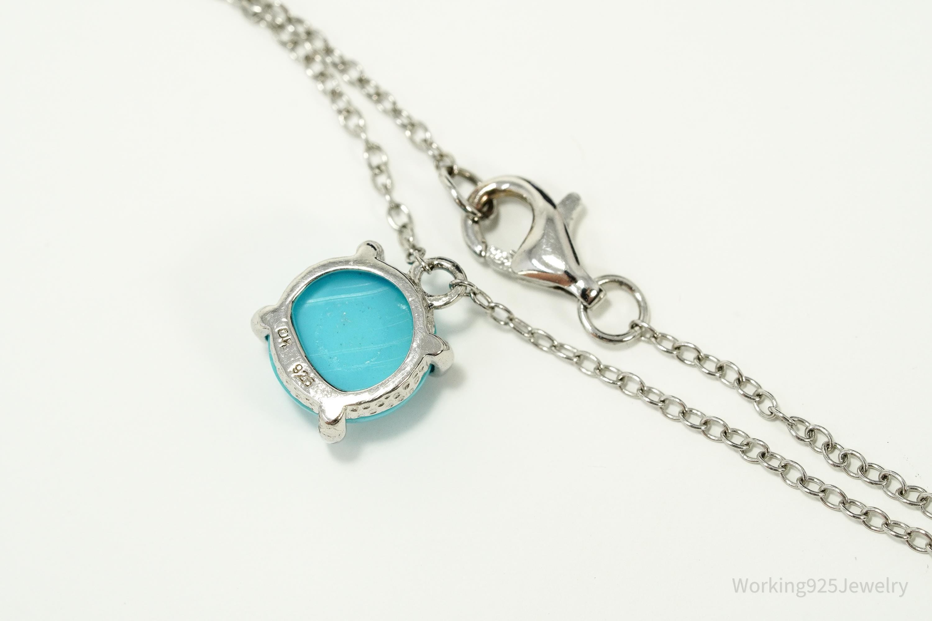 Blue Turquoise Sterling Silver Necklace 18"