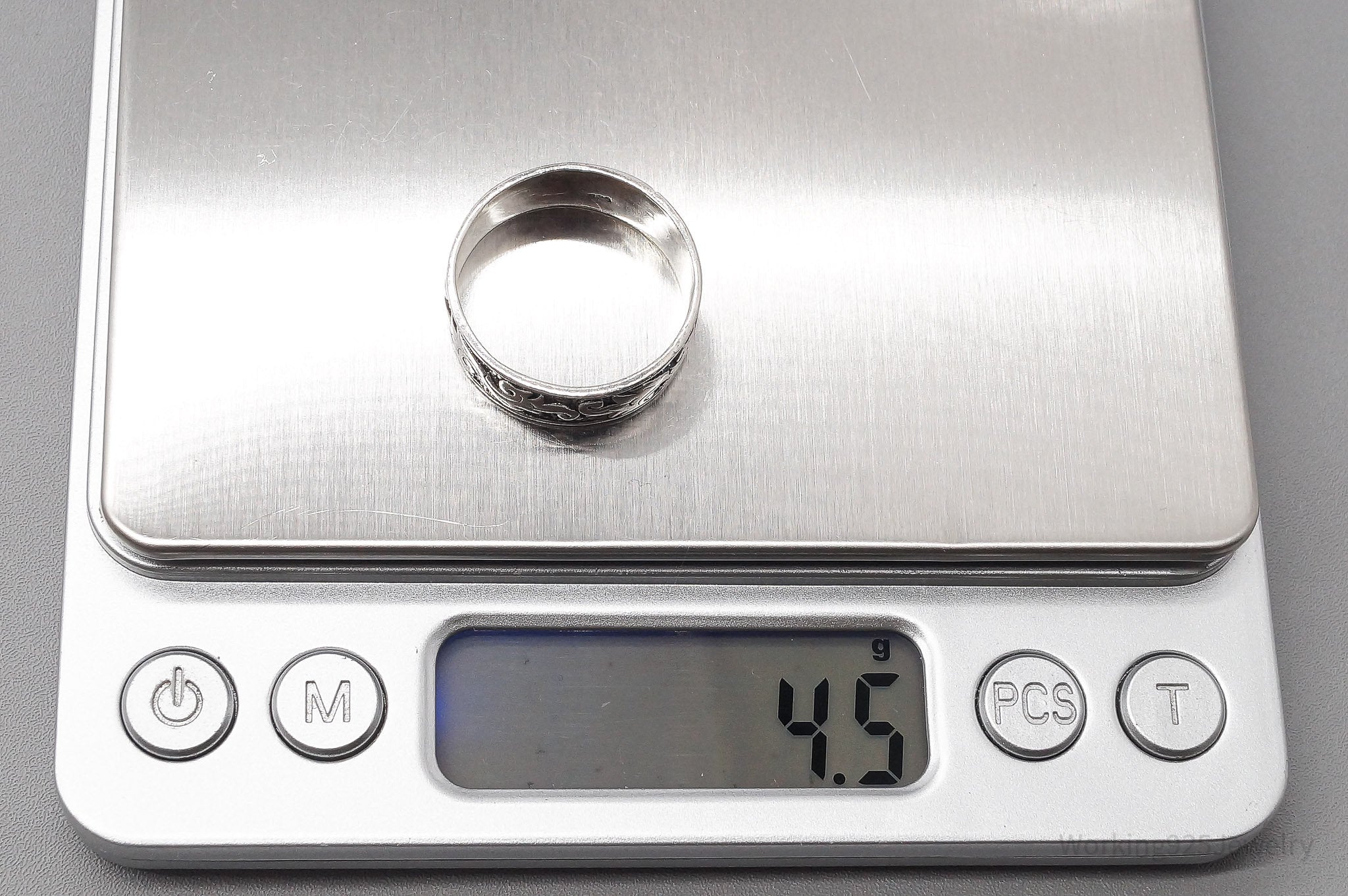 Vintage Scroll Style Sterling Silver Band Ring - Size 10