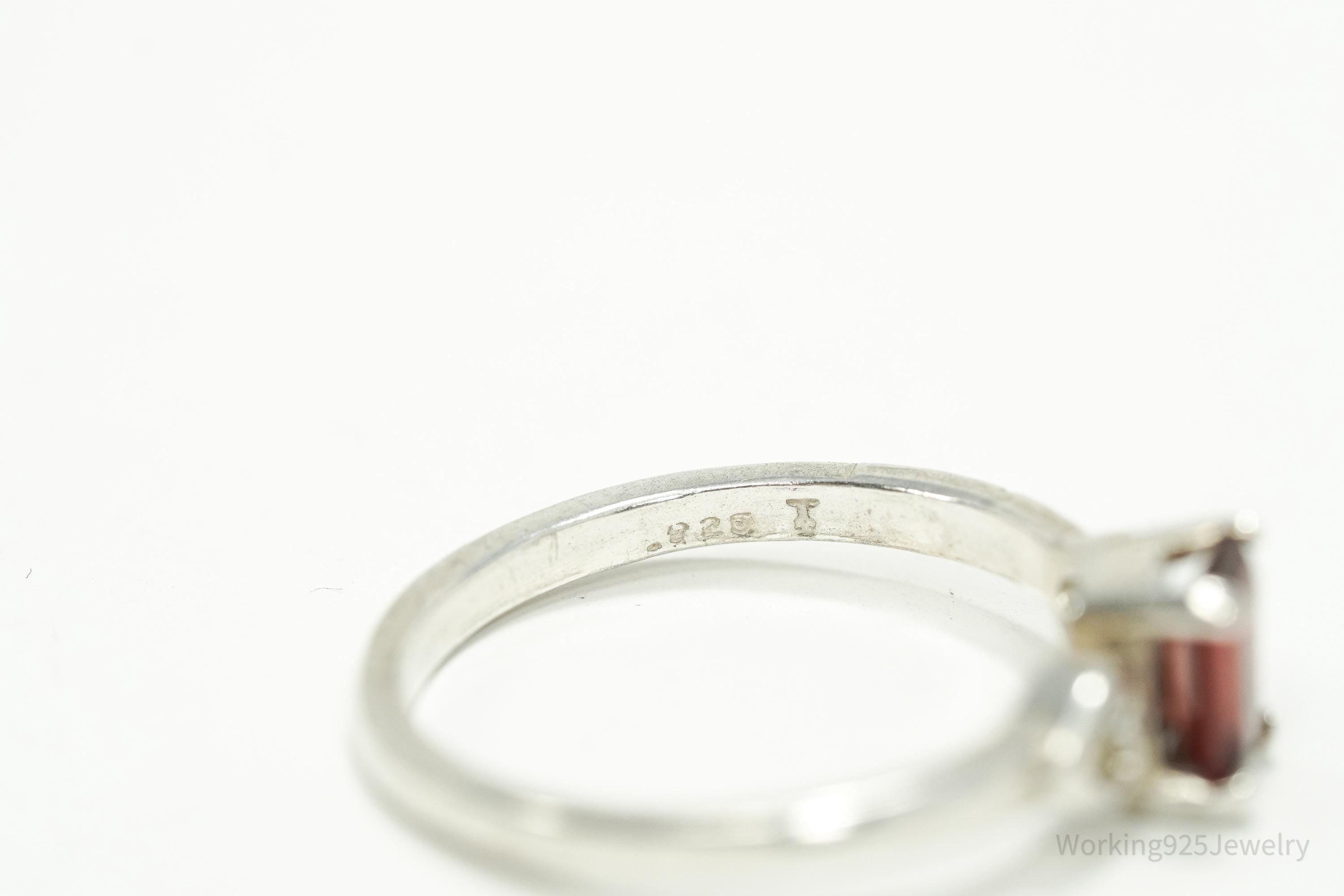 Vintage Garnet Sterling Silver Ring - Size 6.5