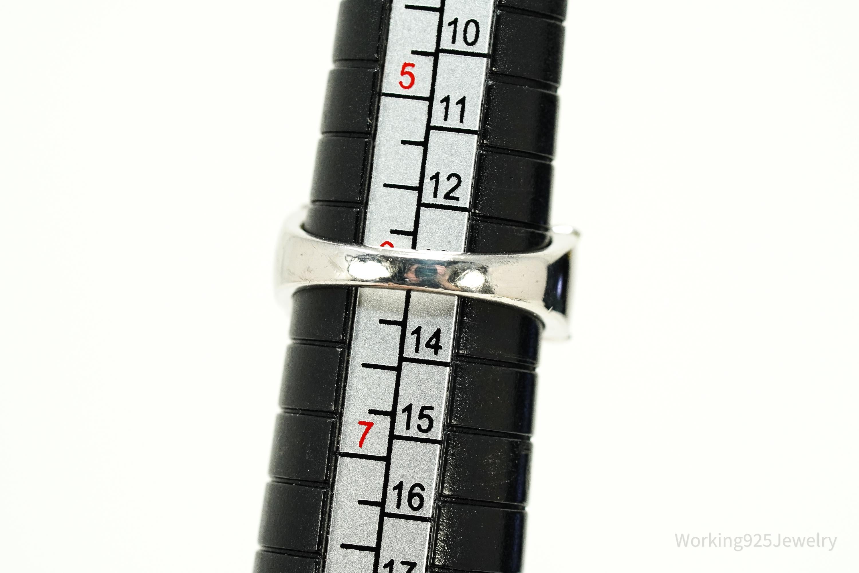 Peridot & Cubic Zirconia Sterling Silver Ring - Size 6