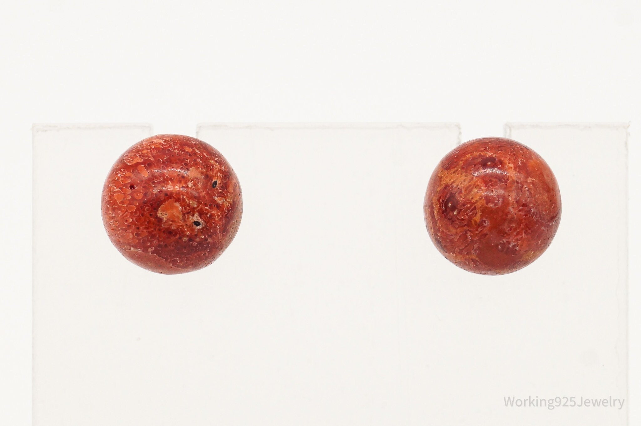 Vintage Coral Sterling Silver Earrings