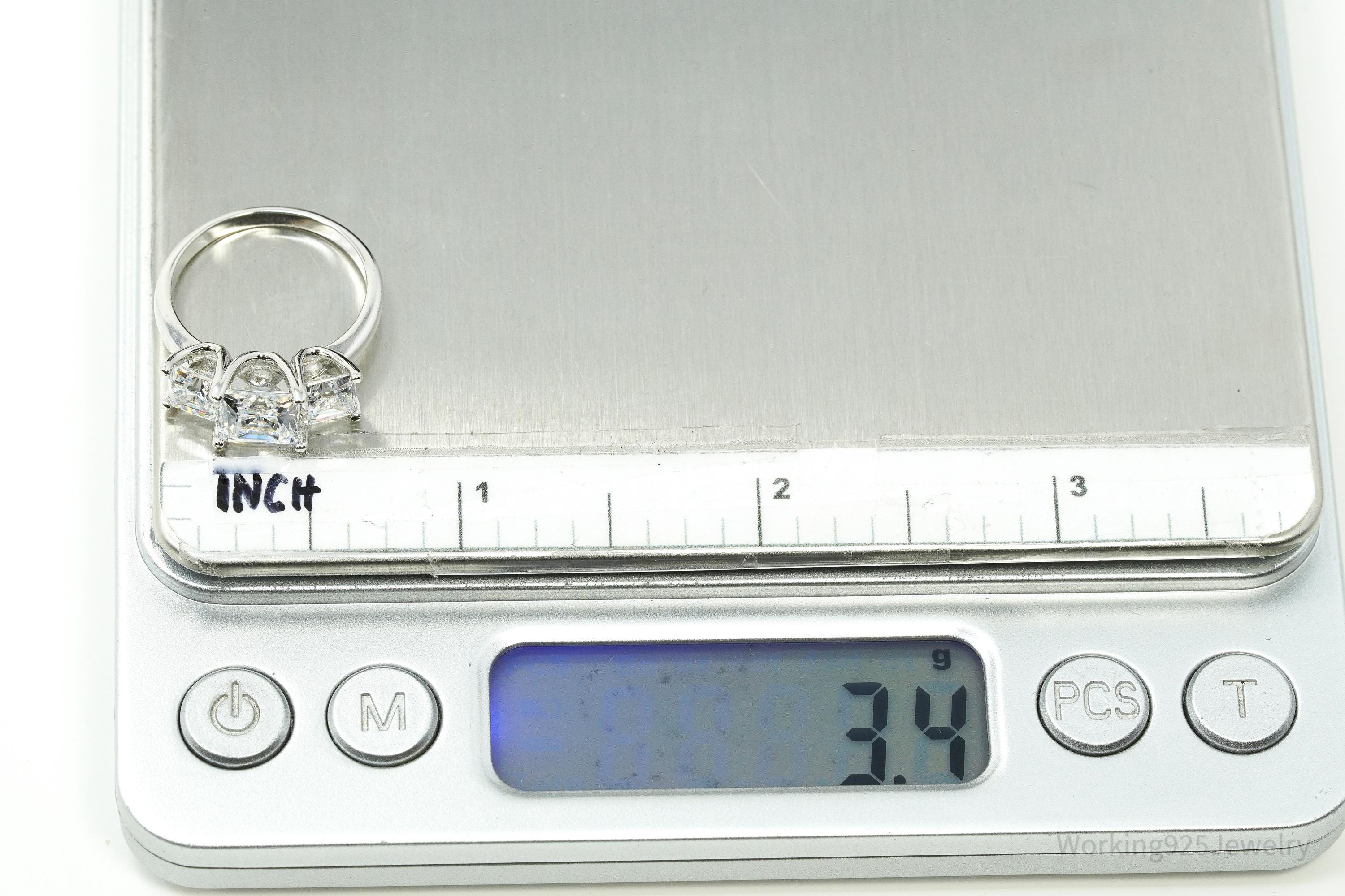 Vintage JCM White Diamonique Cubic Zirconia Sterling Silver Ring Size 6.25