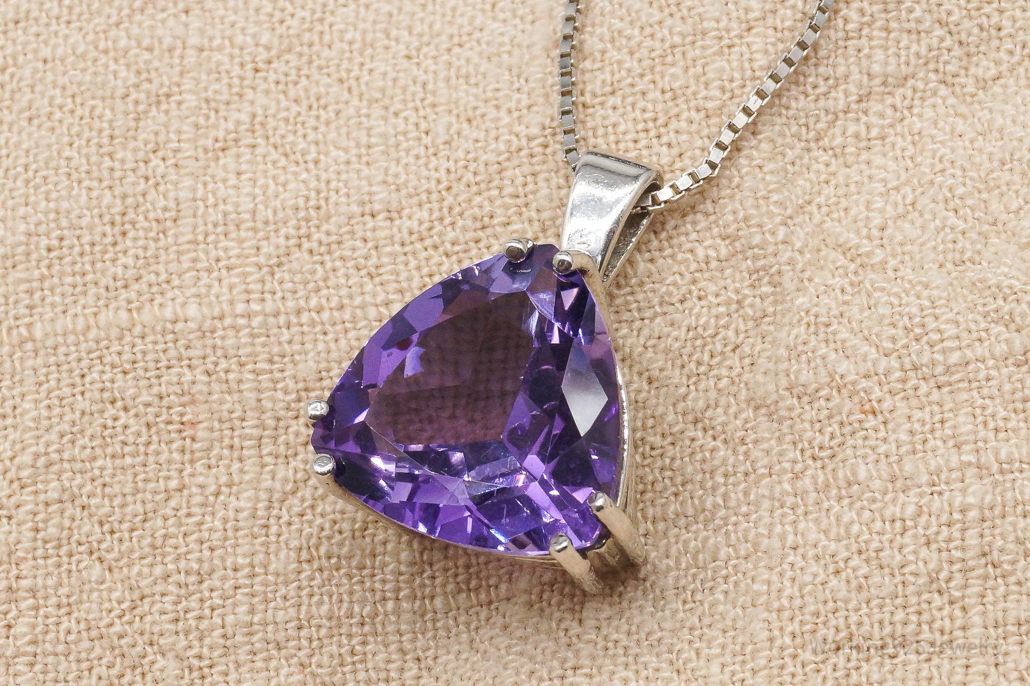 Vintage Large Amethyst Sterling Silver Chain Necklace 24"