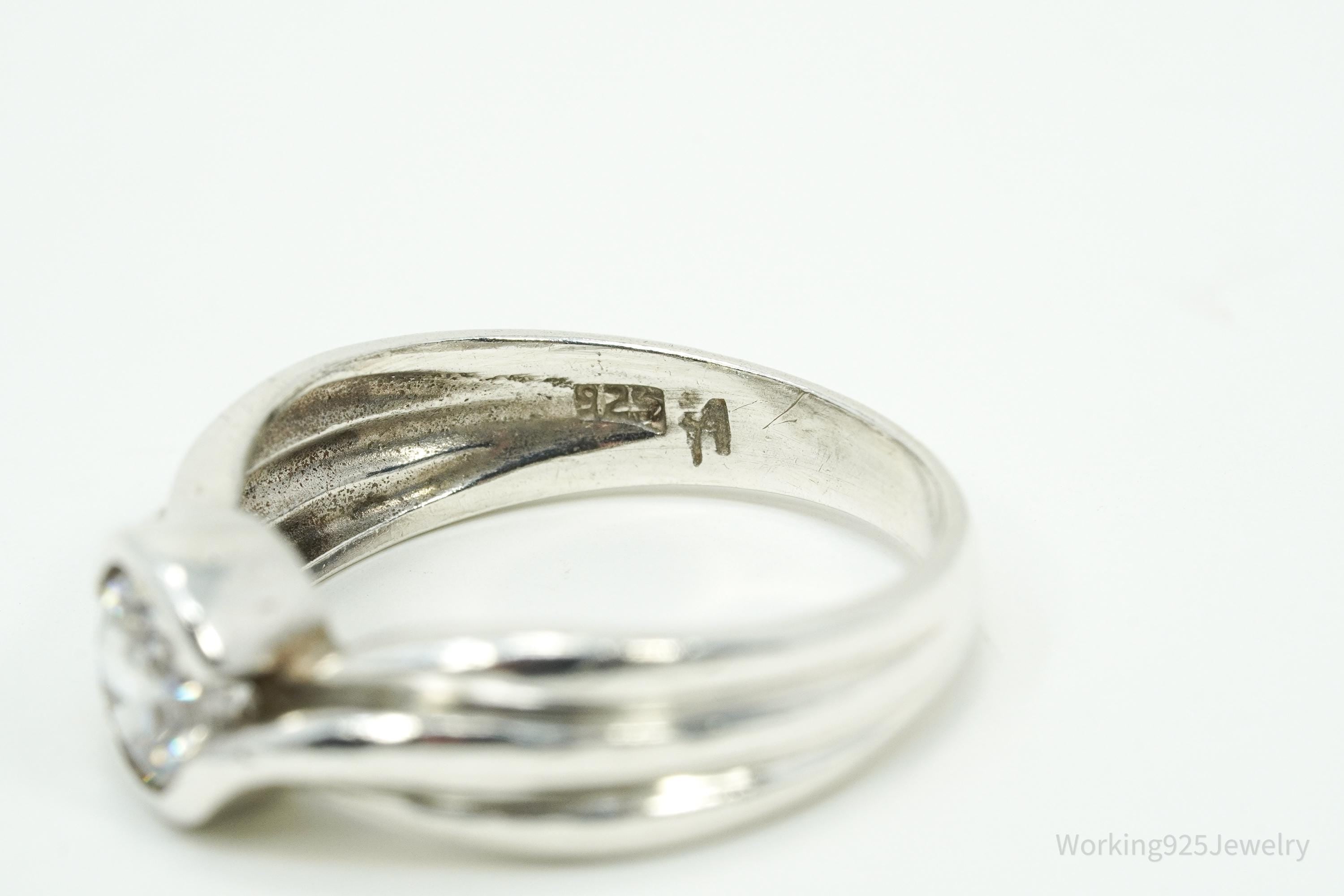 Vintage Cubic Zirconia Sterling Silver Ring - Size 7