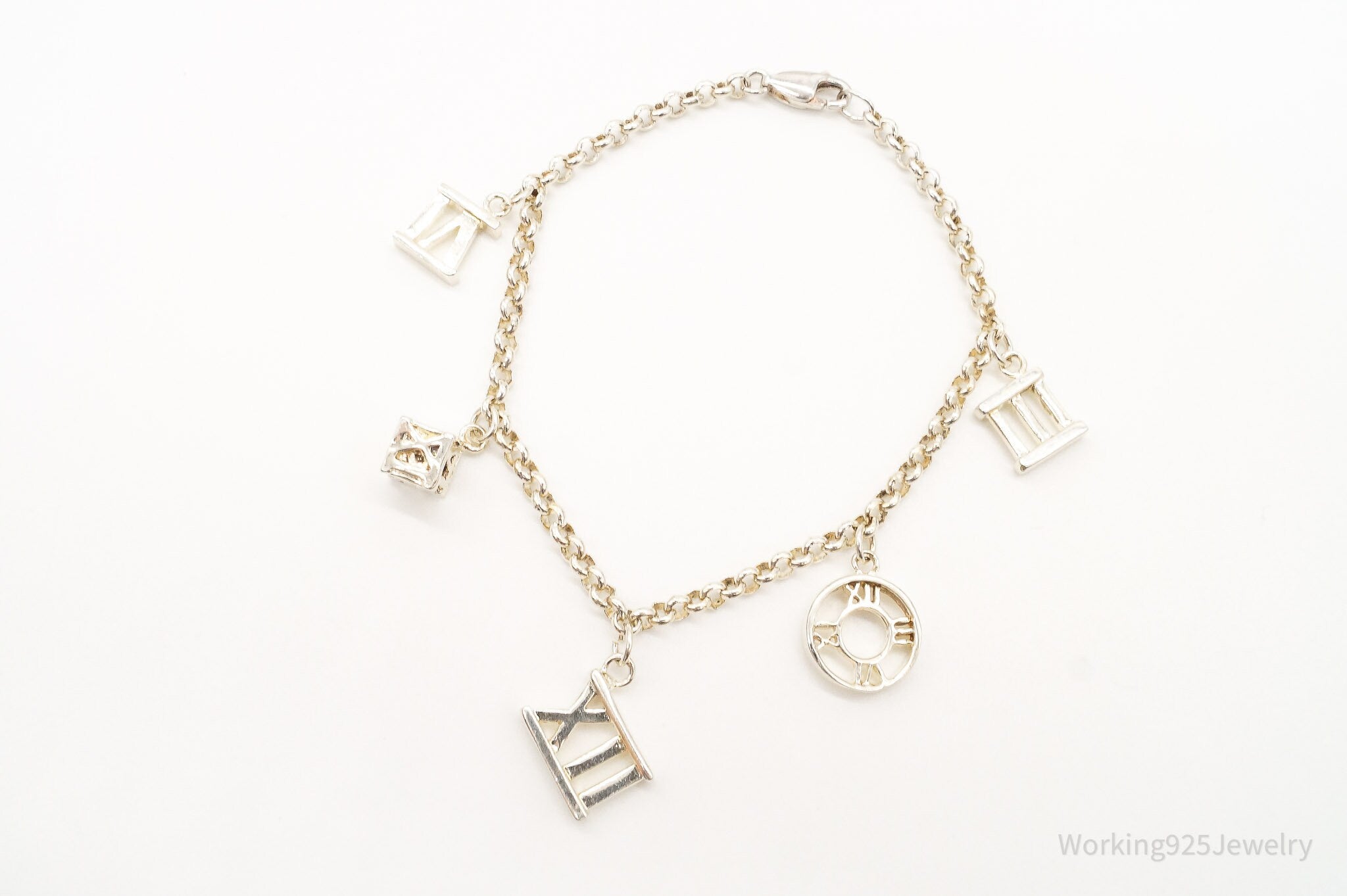 Vintage Roman numerals Sterling Silver Bracelet