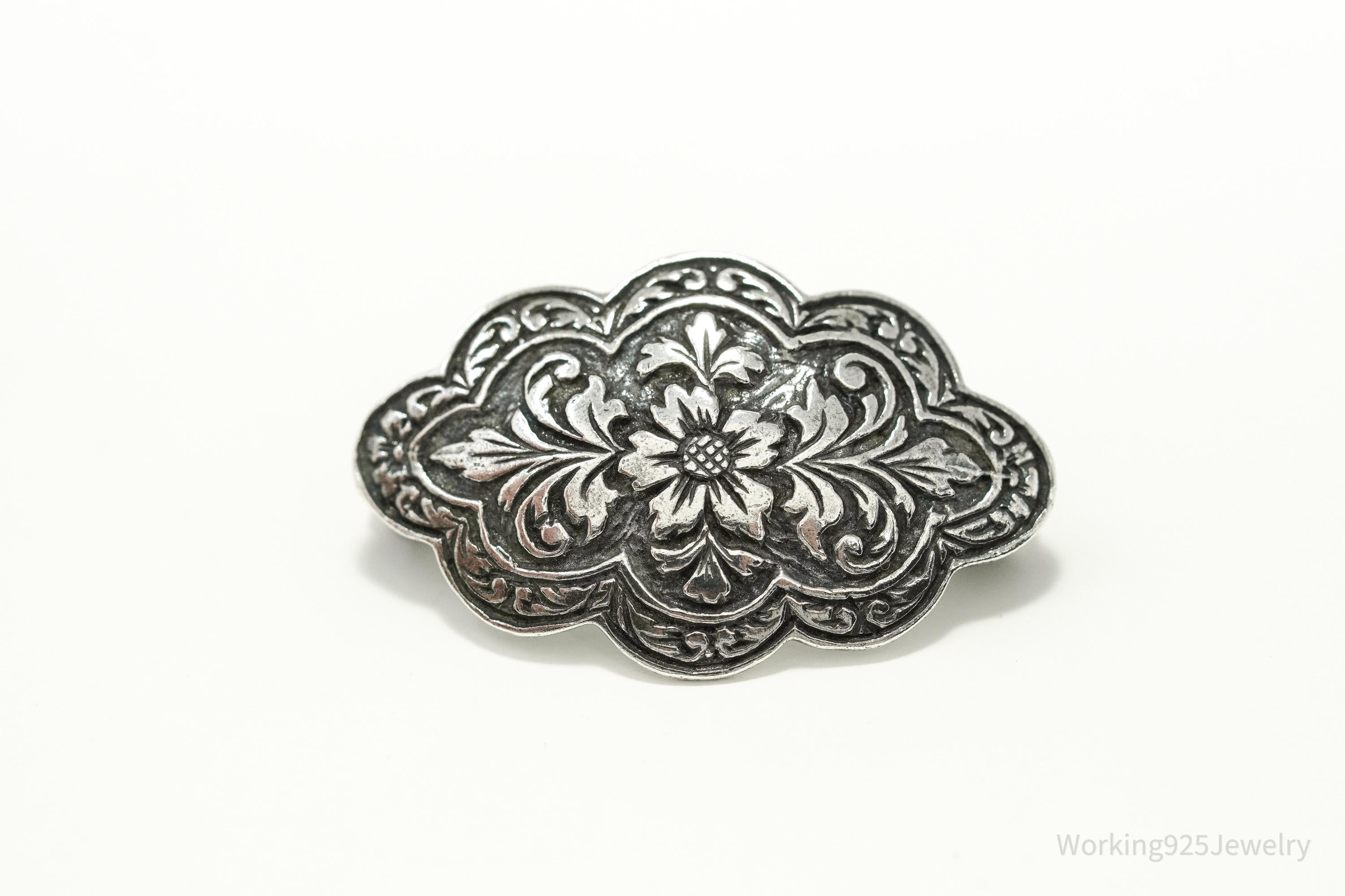 Vintage Edwardian Style Sterling Silver Brooch Pin