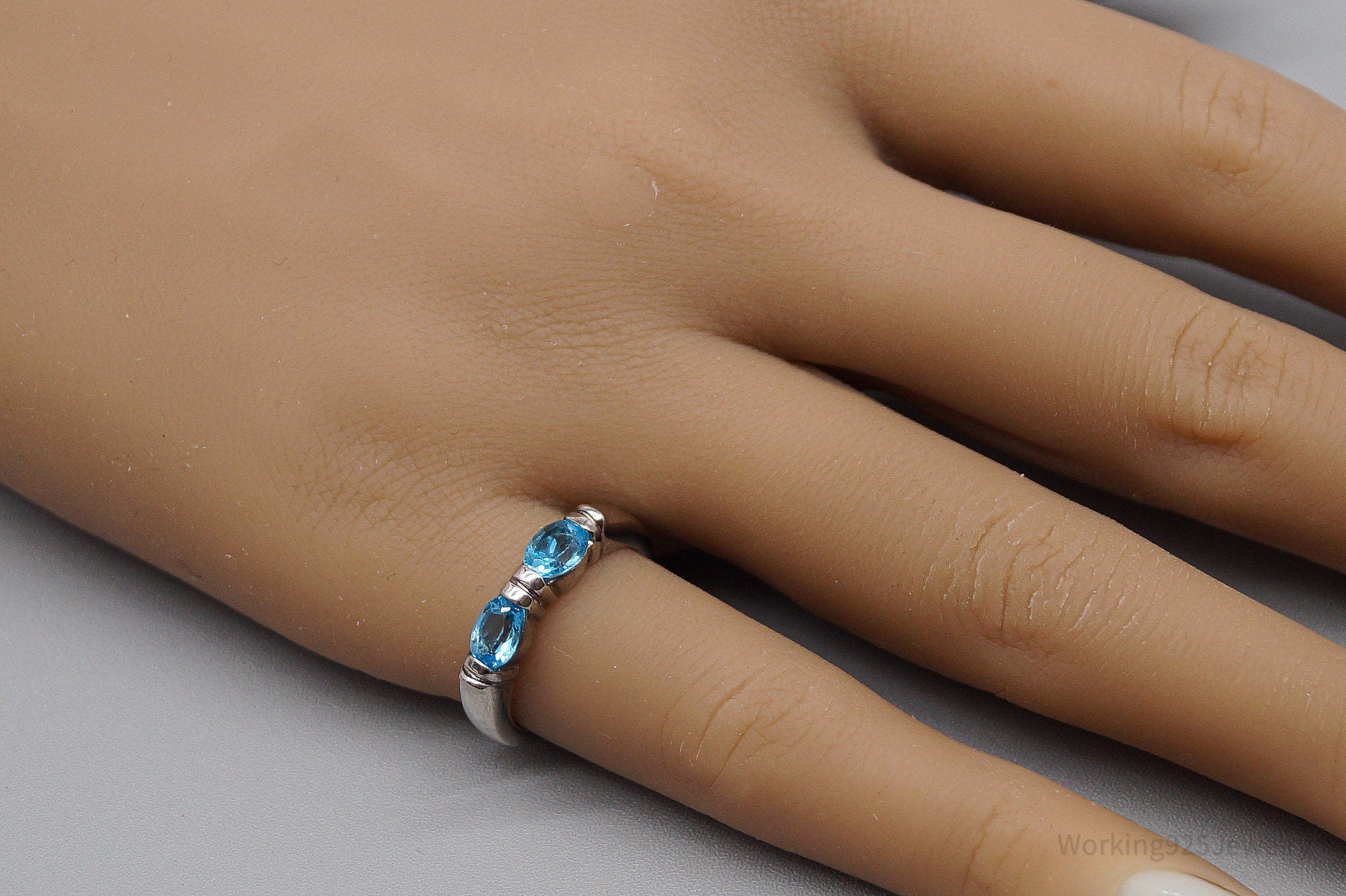 Vintage Blue Topaz Sterling Silver Ring - Size 6