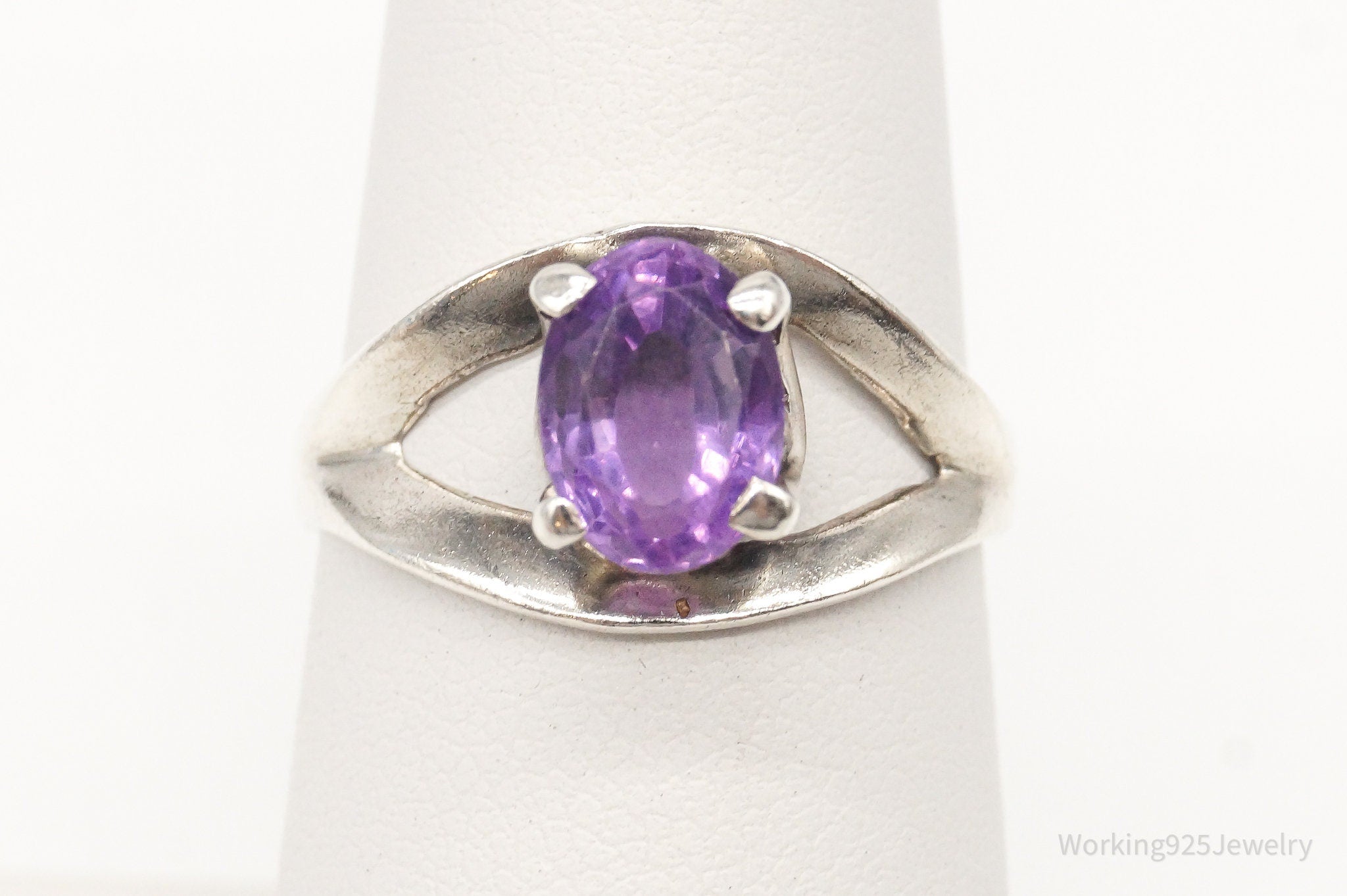 Vintage Mexico Amethyst 950 Silver Ring - Size 6.25