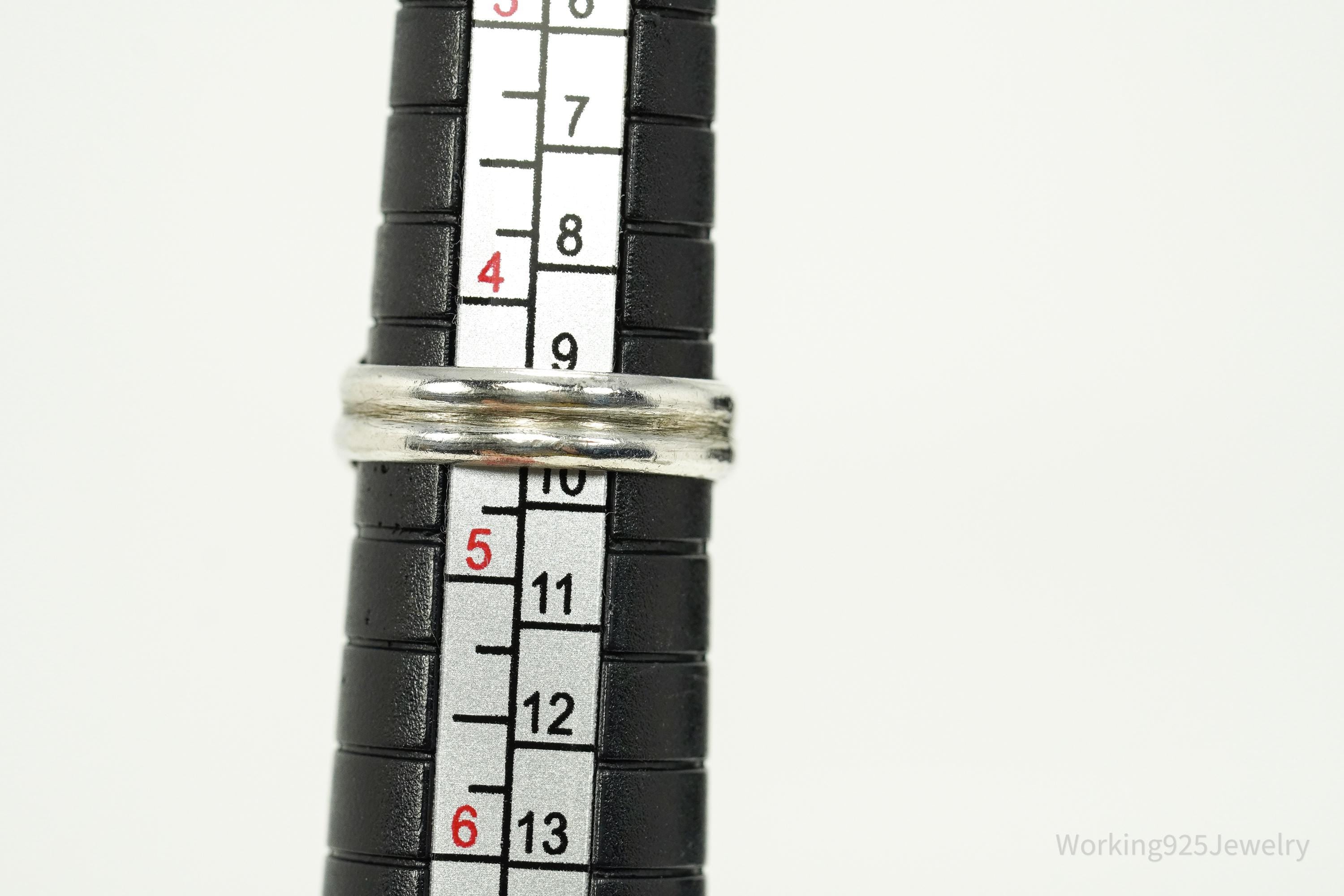 Vintage Agate Silver Ring Size 4.5