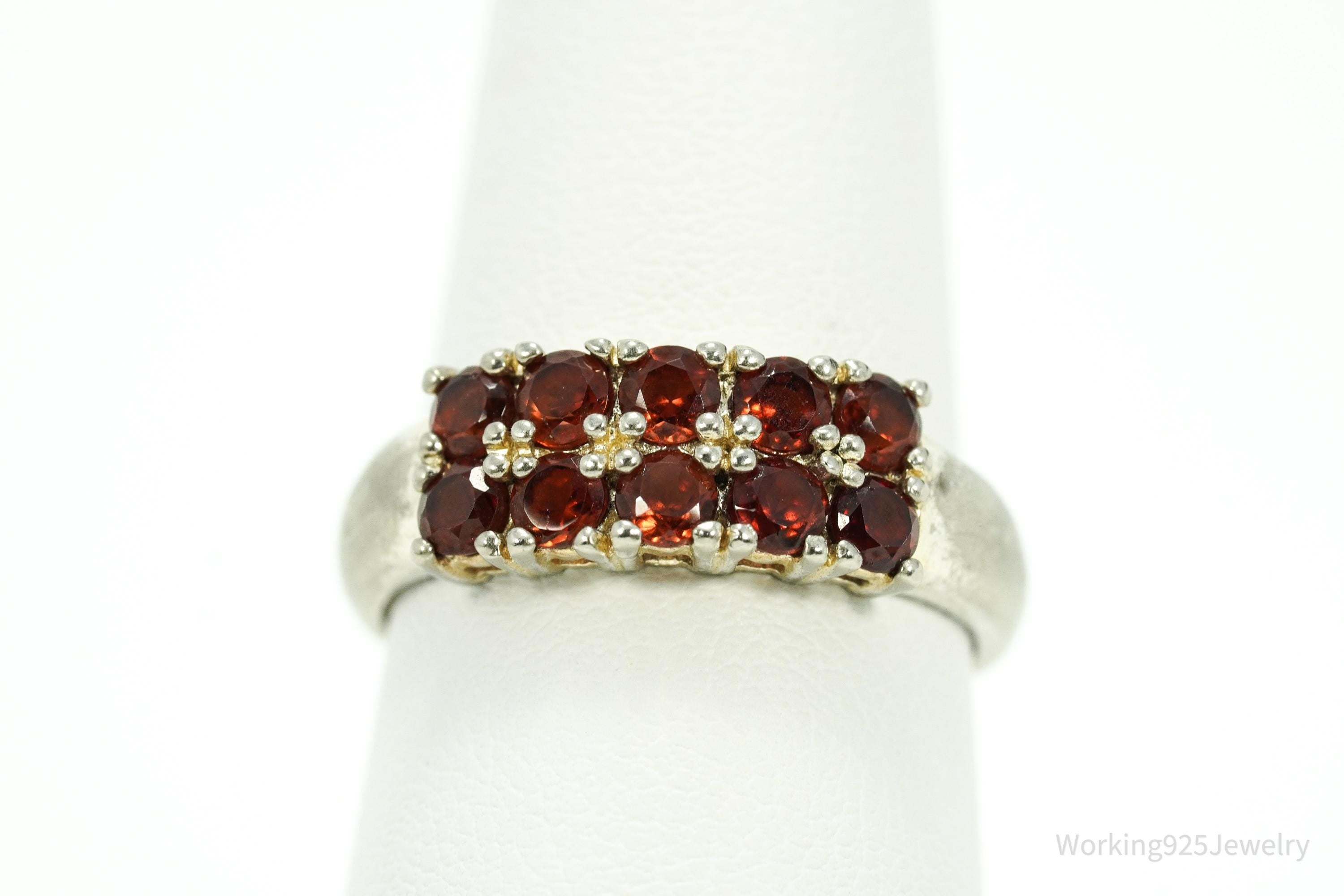 Vintage Garnet Sterling Silver Ring - Size 8