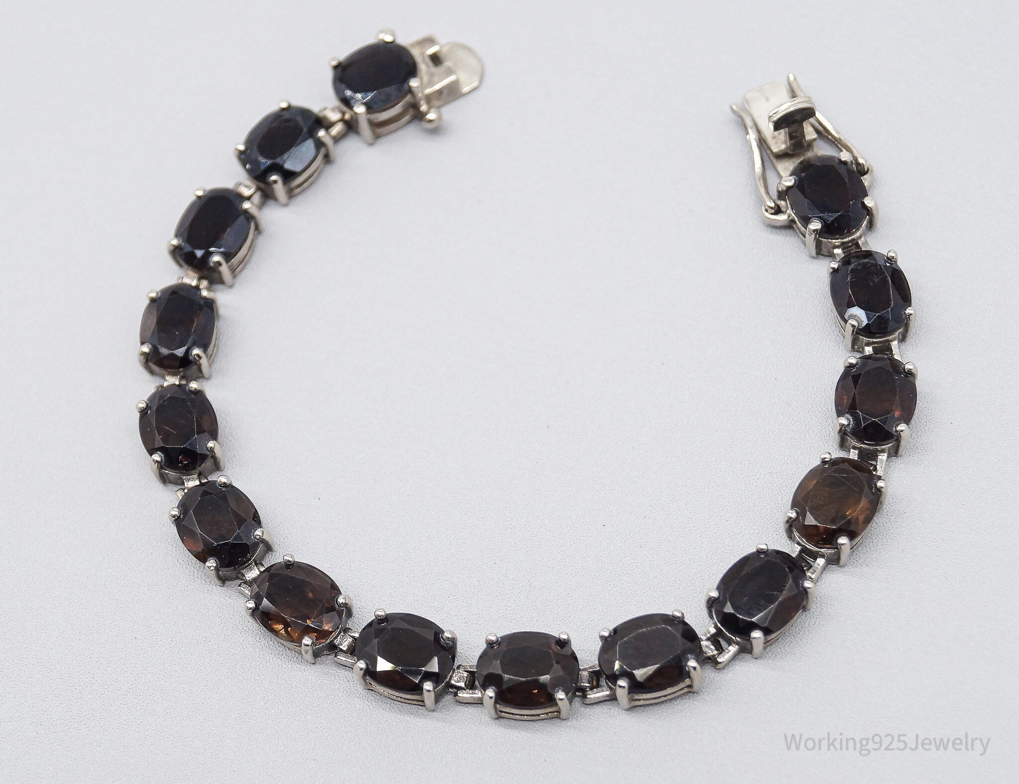 Vintage ALX Smoky Topaz Sterling Silver Bracelet 7 7/8"