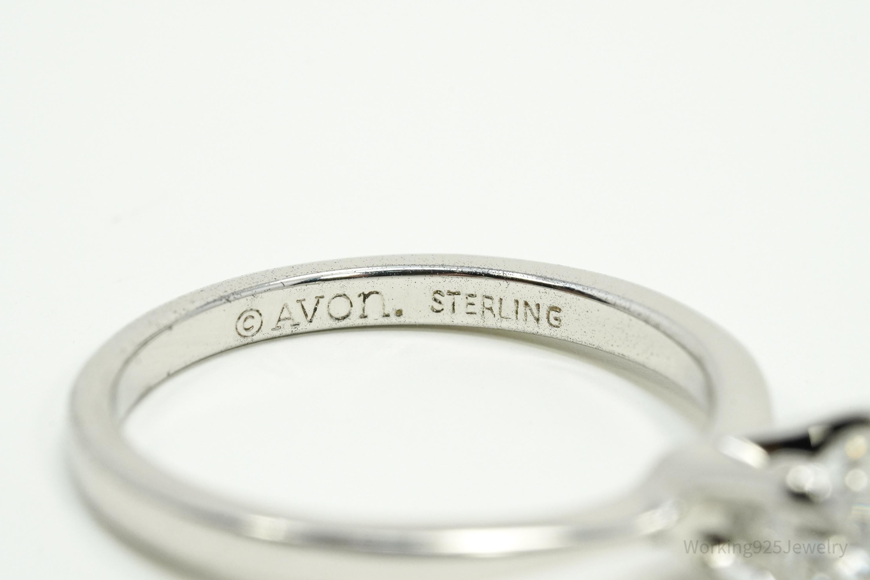 Vintage Designer Avon Cubic Zirconia Sterling Silver Ring Size 7.75