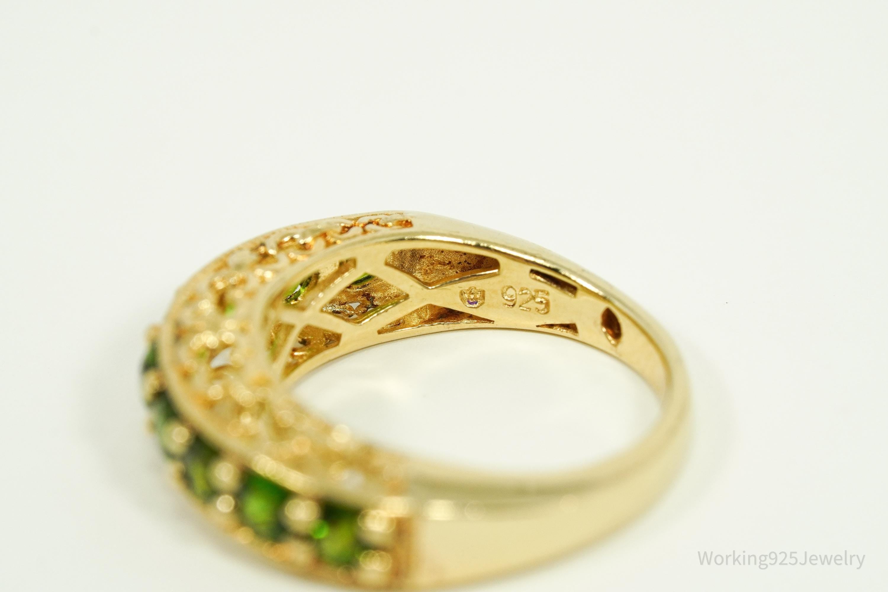 Pinctore Green Chrome Diopside Gold Over Sterling Silver Ring - Size 5