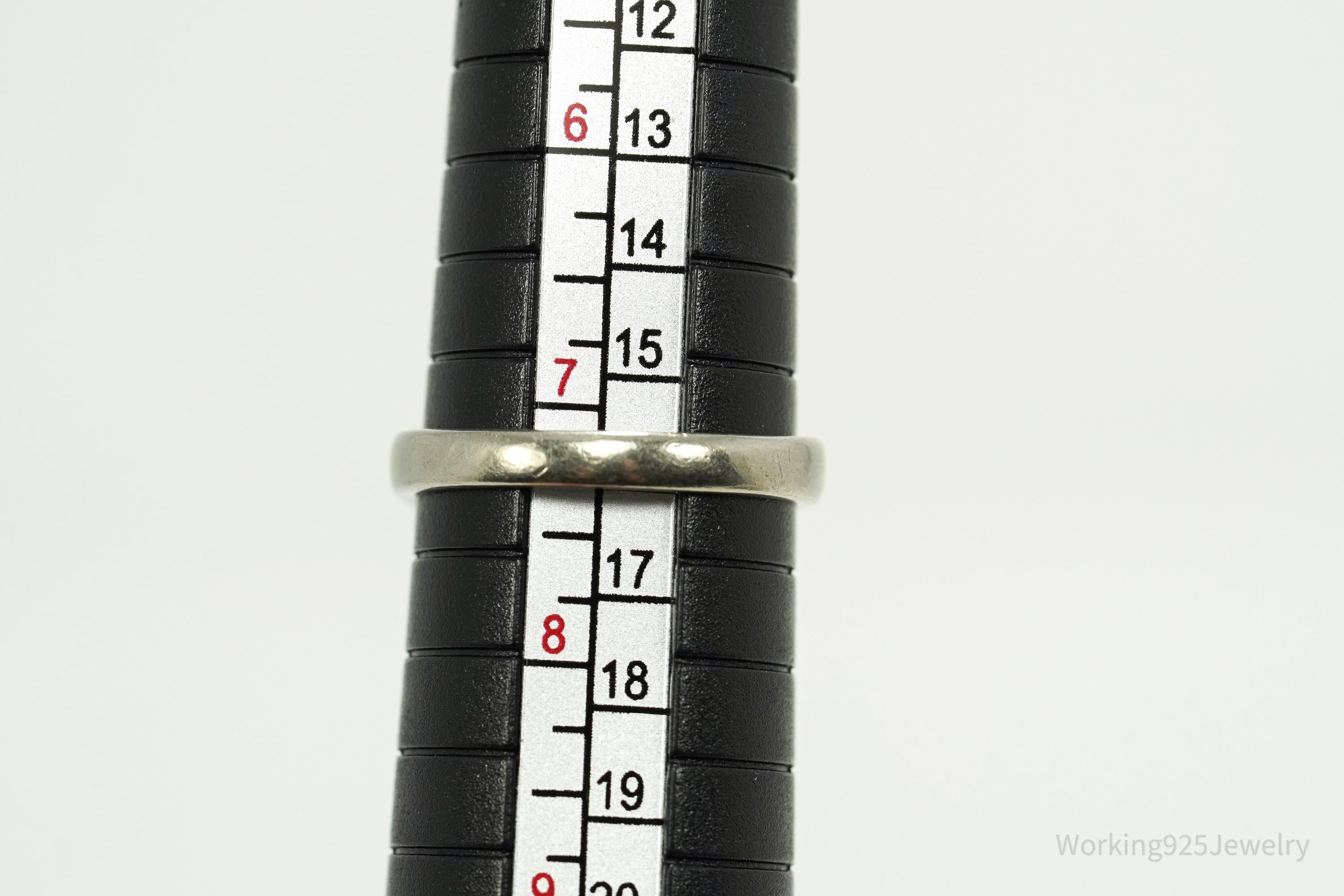 Vintage Large Diamonique Cubic Zirconia Sterling Silver Ring - Size 7.25