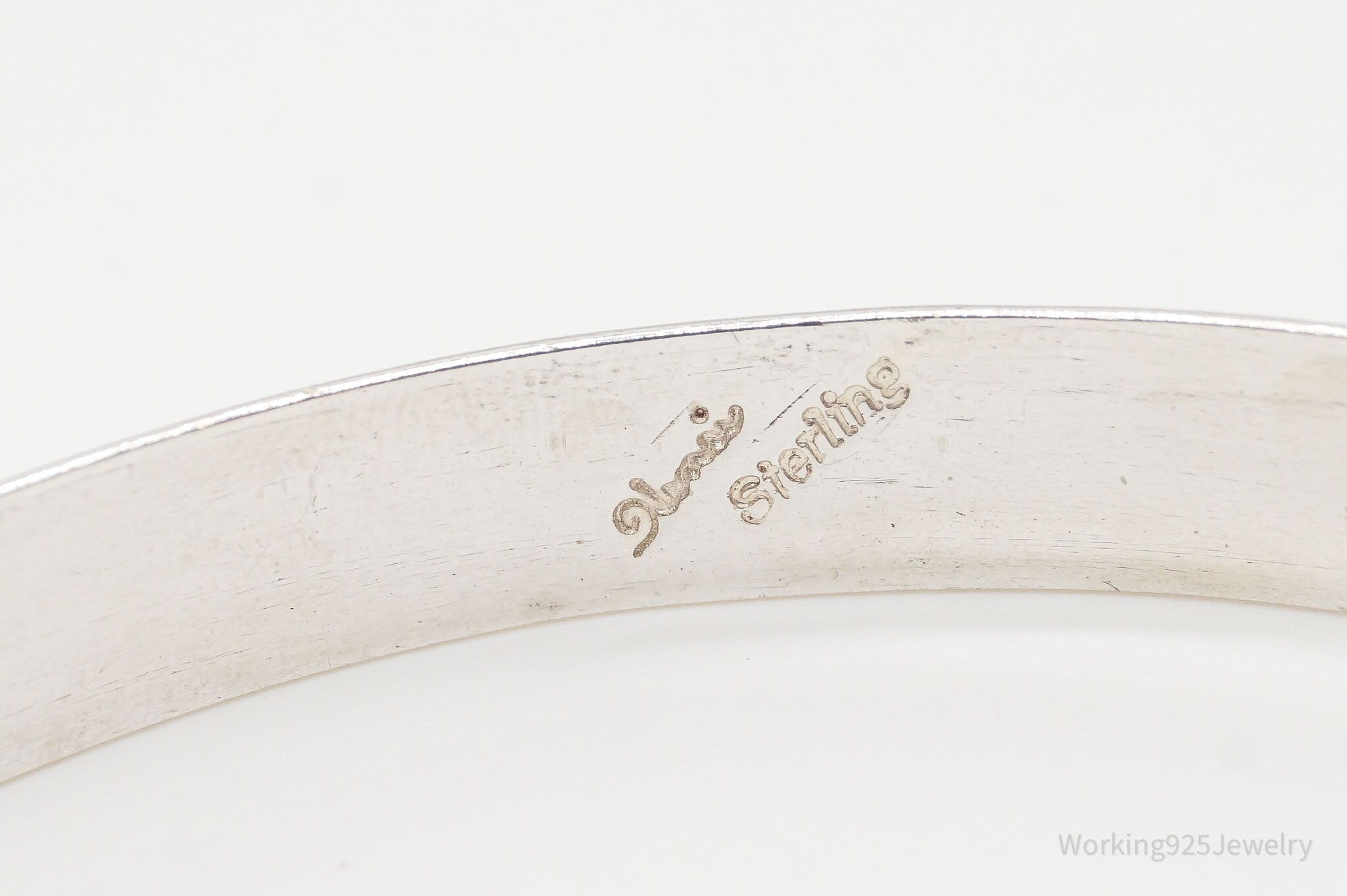 Antique Crocus Flower Art Nouveau Sterling Silver Bangle Bracelet