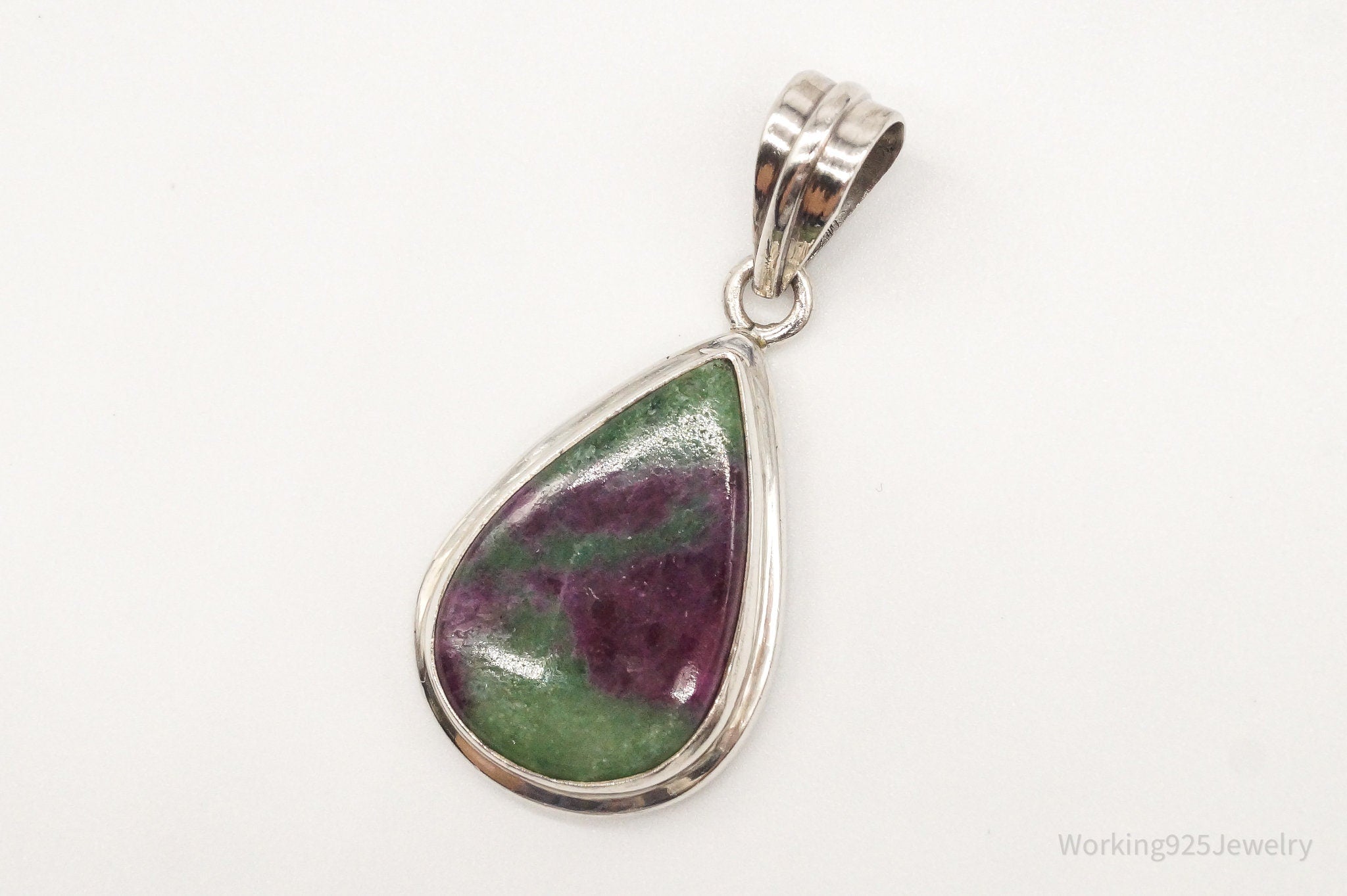 Vintage Large Anyolite Ruby-Zoisite Sterling Silver Pendant