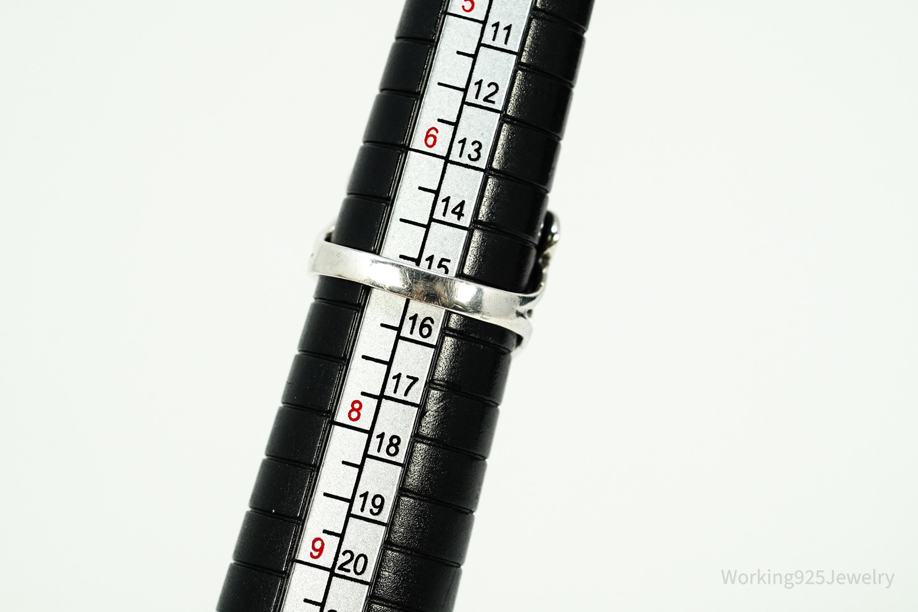 Vintage Abalone Paua Shell Inlay Sterling Silver Butterfly Ring - Size 7