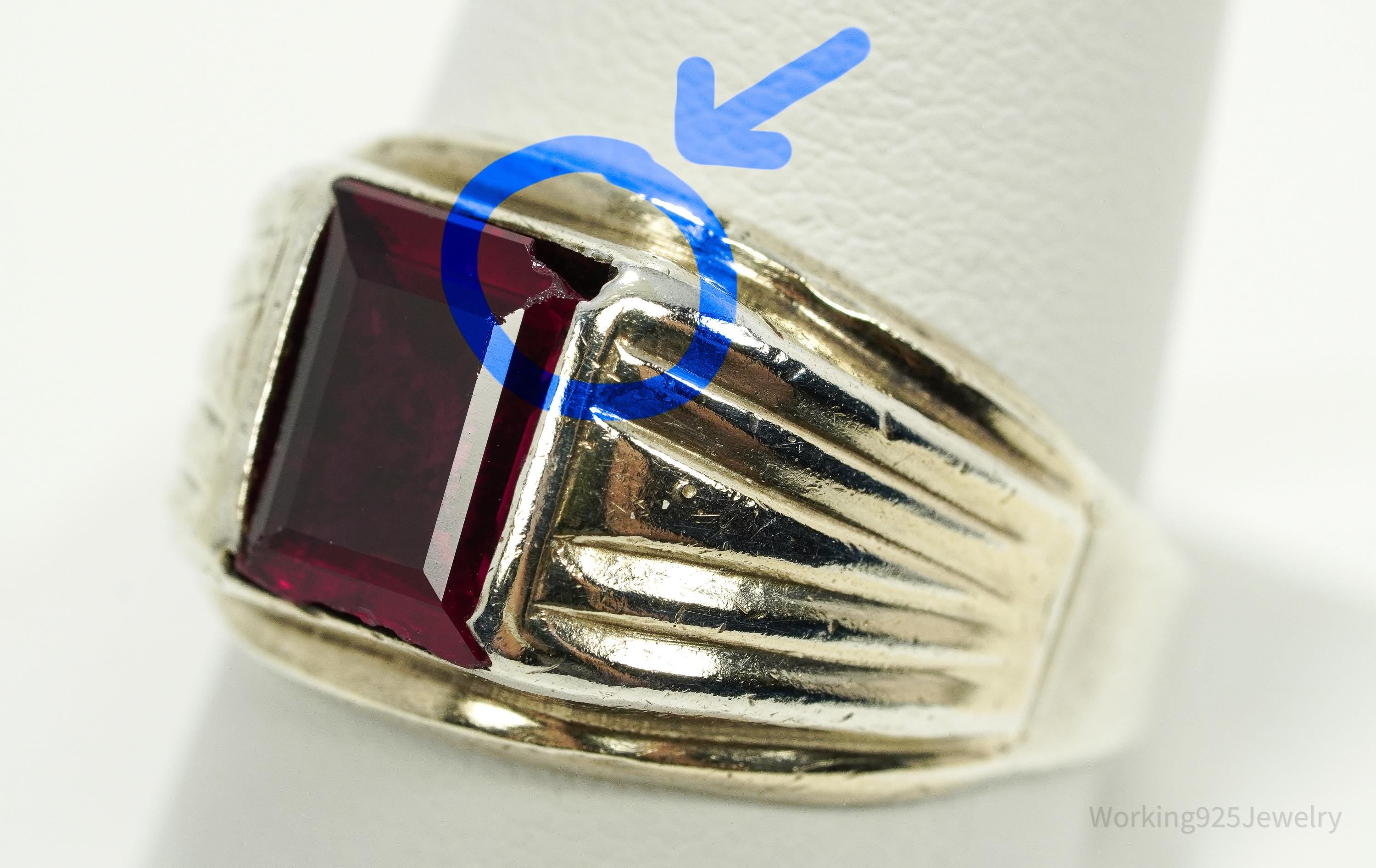 Vintage Vargas Mfg. Co. Ruby 10K Gold & Sterling Silver Ring - Size 10.5