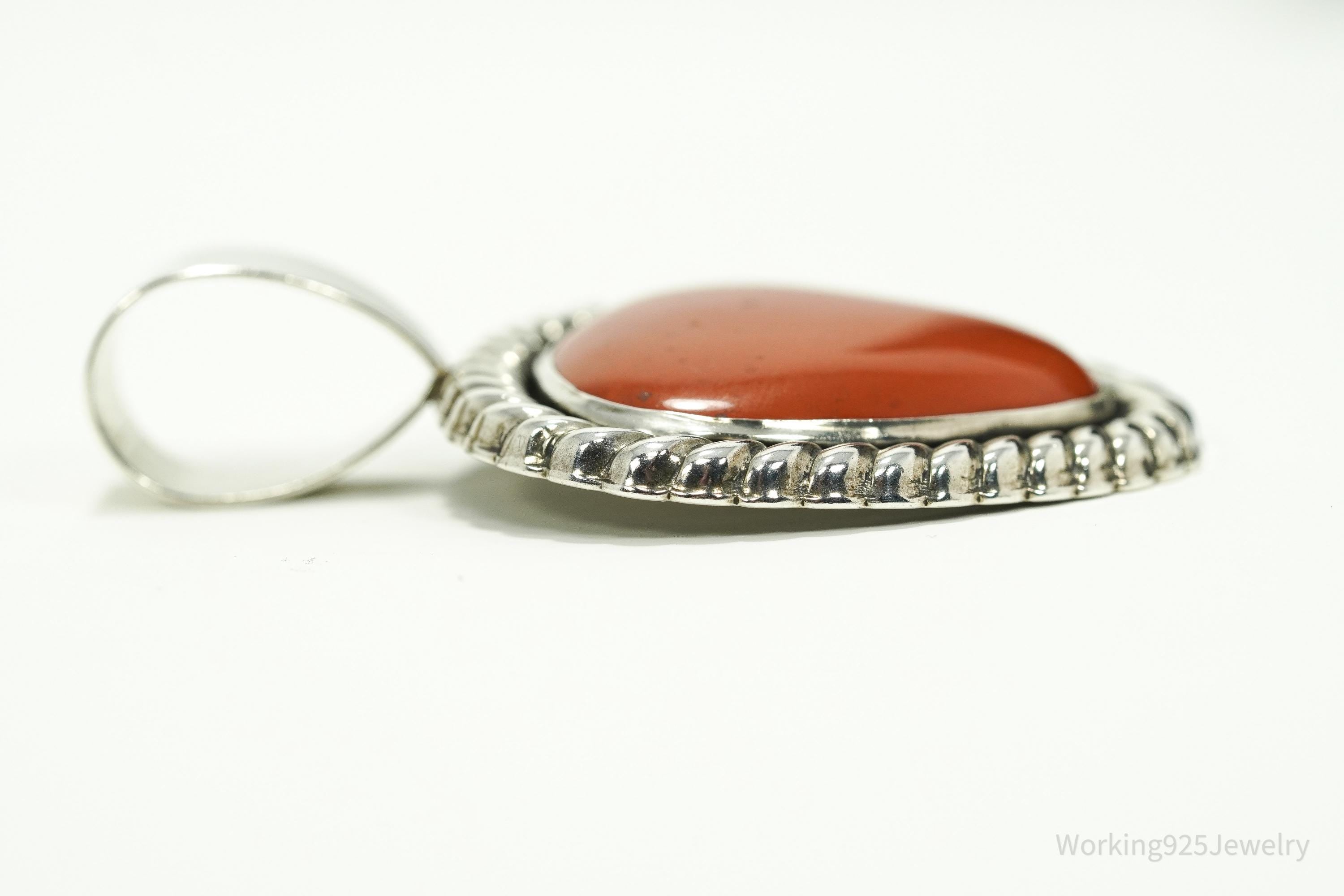Large Vintage Carolyn Pollack Relios Red Jasper Sterling Silver Pendant