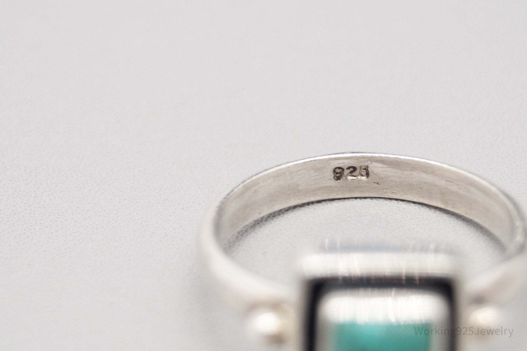 Vintage Turquoise Sterling Silver Ring - Size 7.75