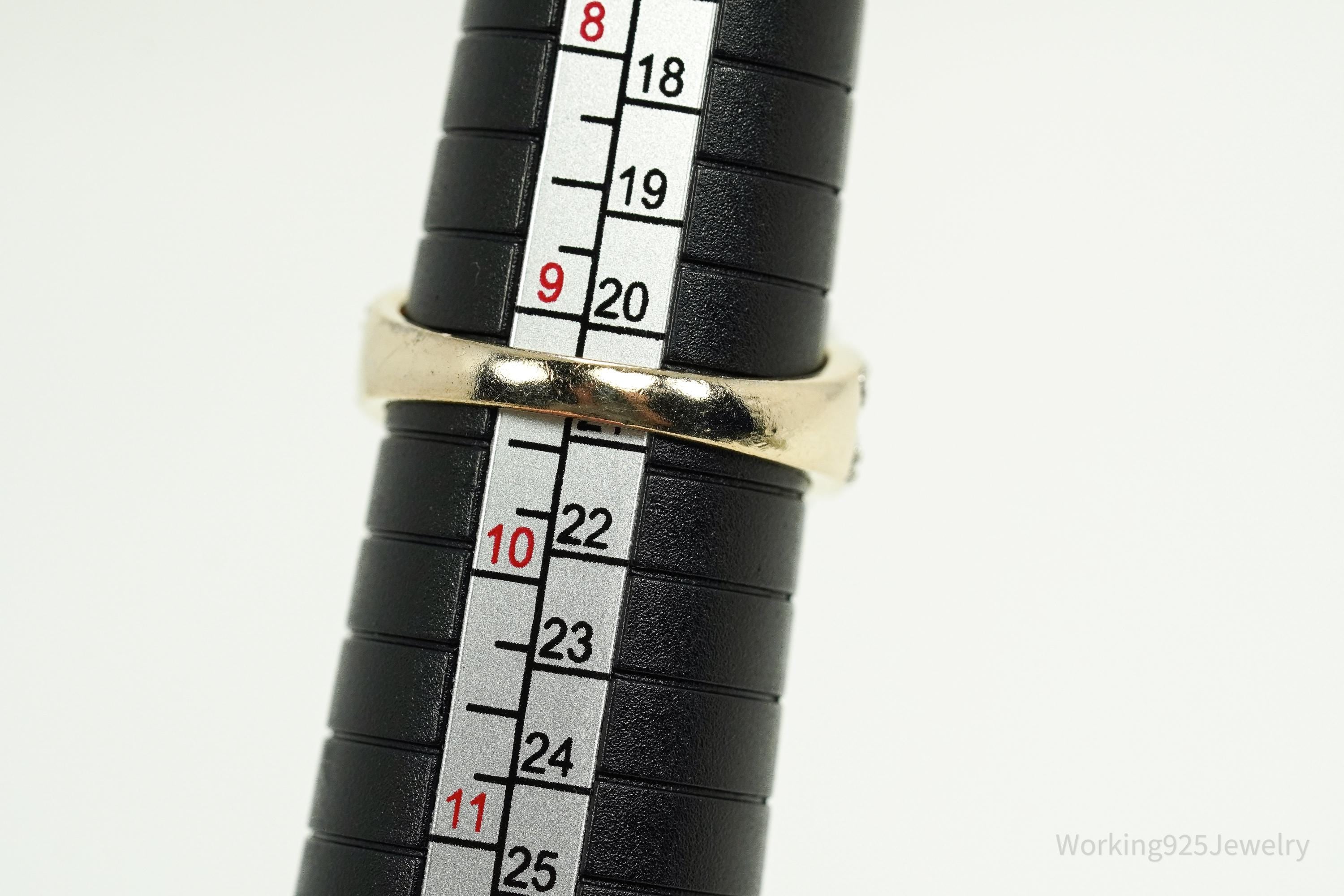 VTG Designer Ross Simons Orange Cubic Zirconia & Diamond Gold Over Sterling Silver Ring - Size 9.25