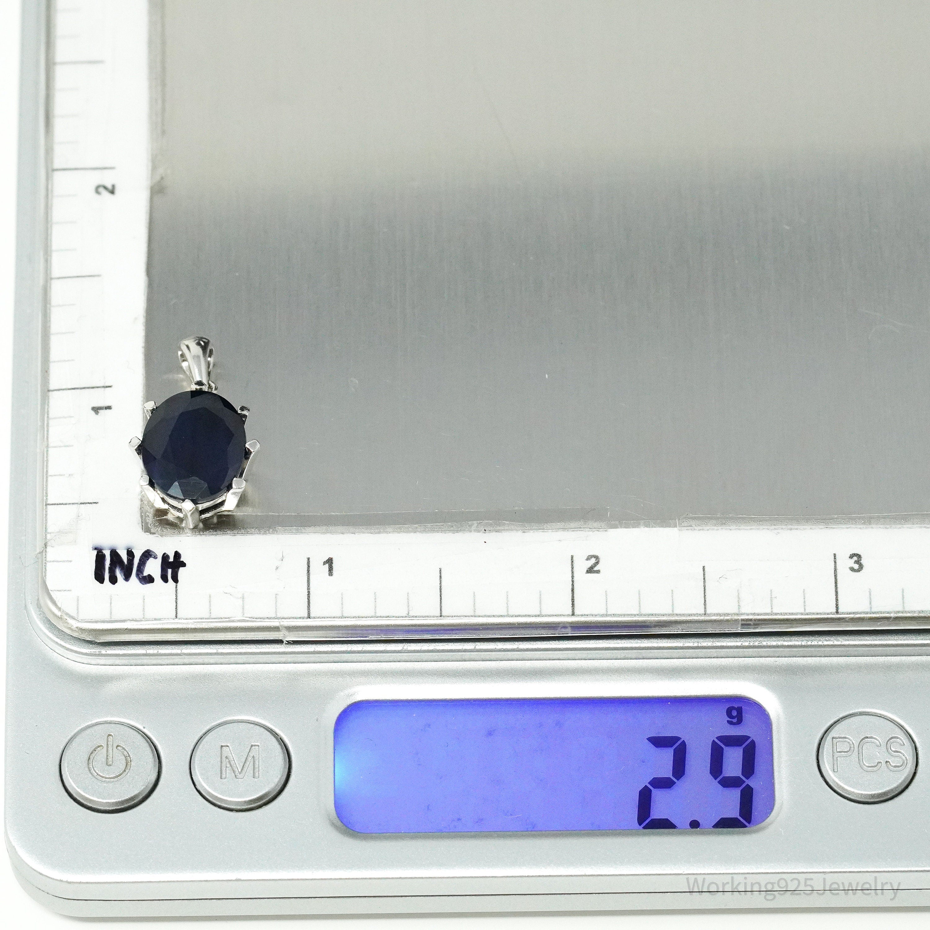 TGGC Blue Sapphire Sterling Silver Necklace Pendant