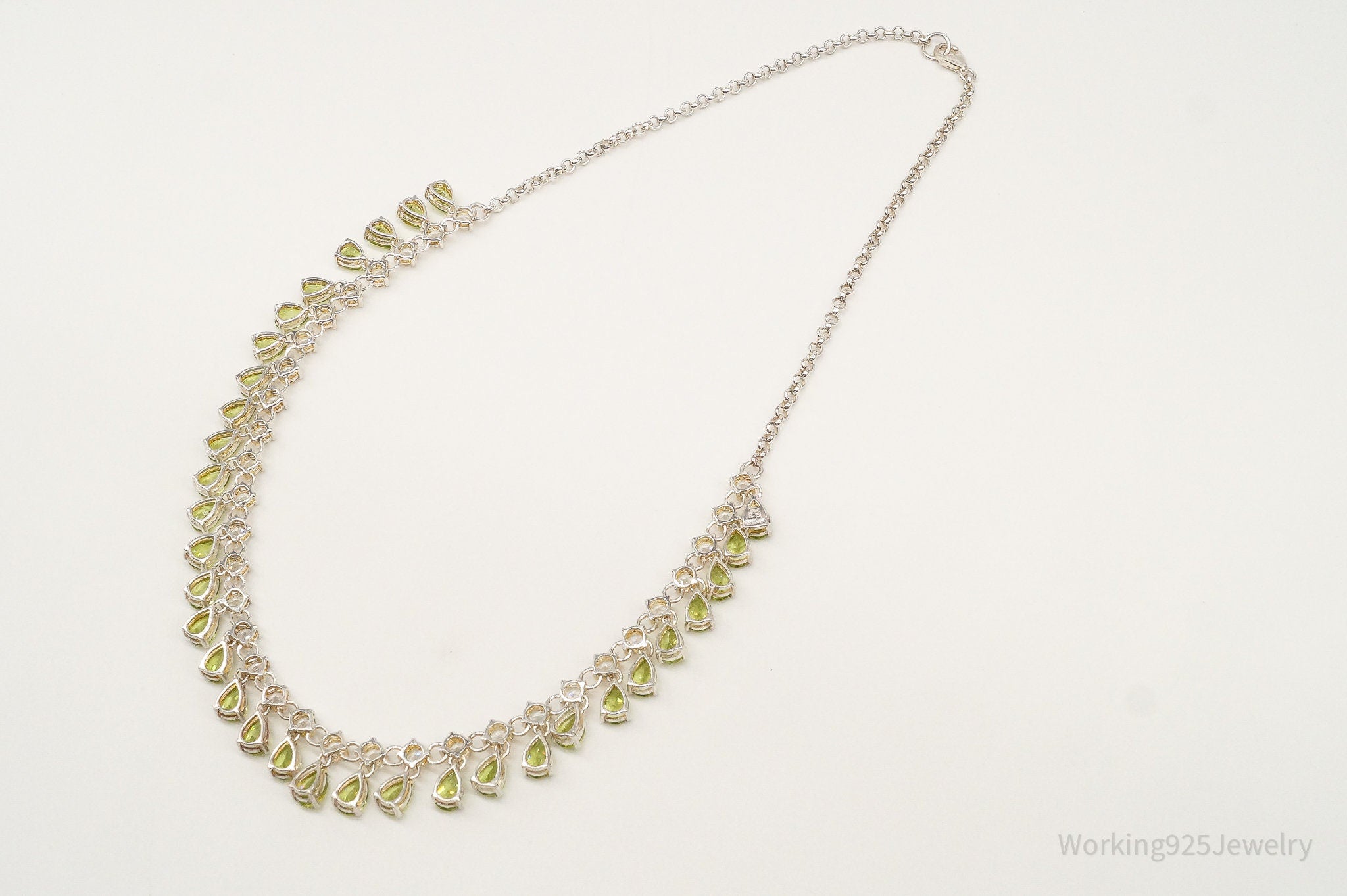 Vintage Peridot Cubic Zirconia Sterling Silver Necklace