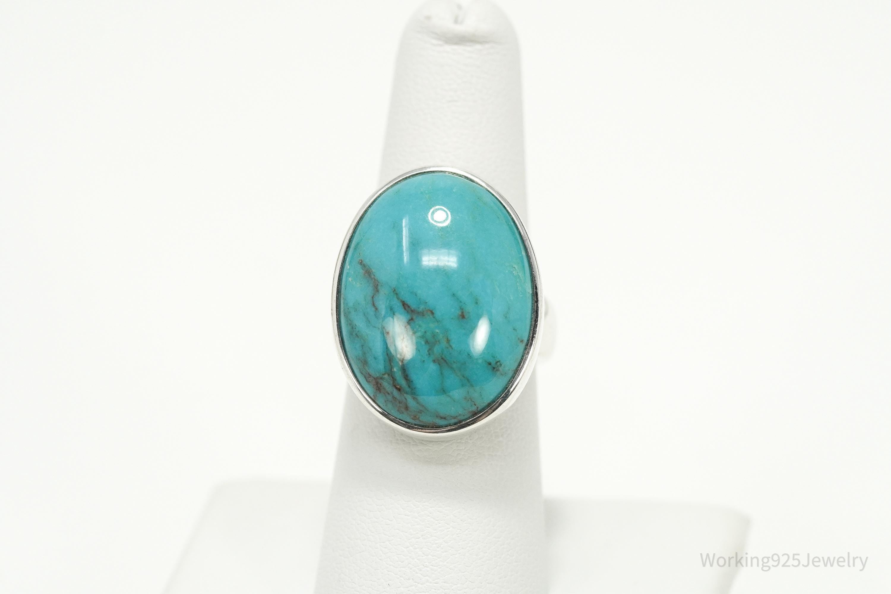 Vintage Whitney Kelly WK Sterling Silver Ring • Large Turquoise Size 6.75
