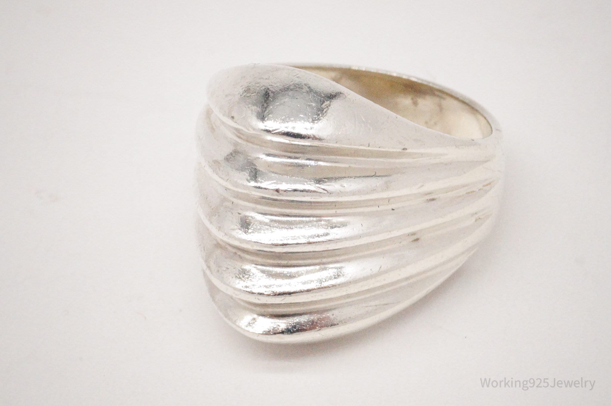 Vintage RM Modernist Puffy Style Sterling Silver Ring - Size 6