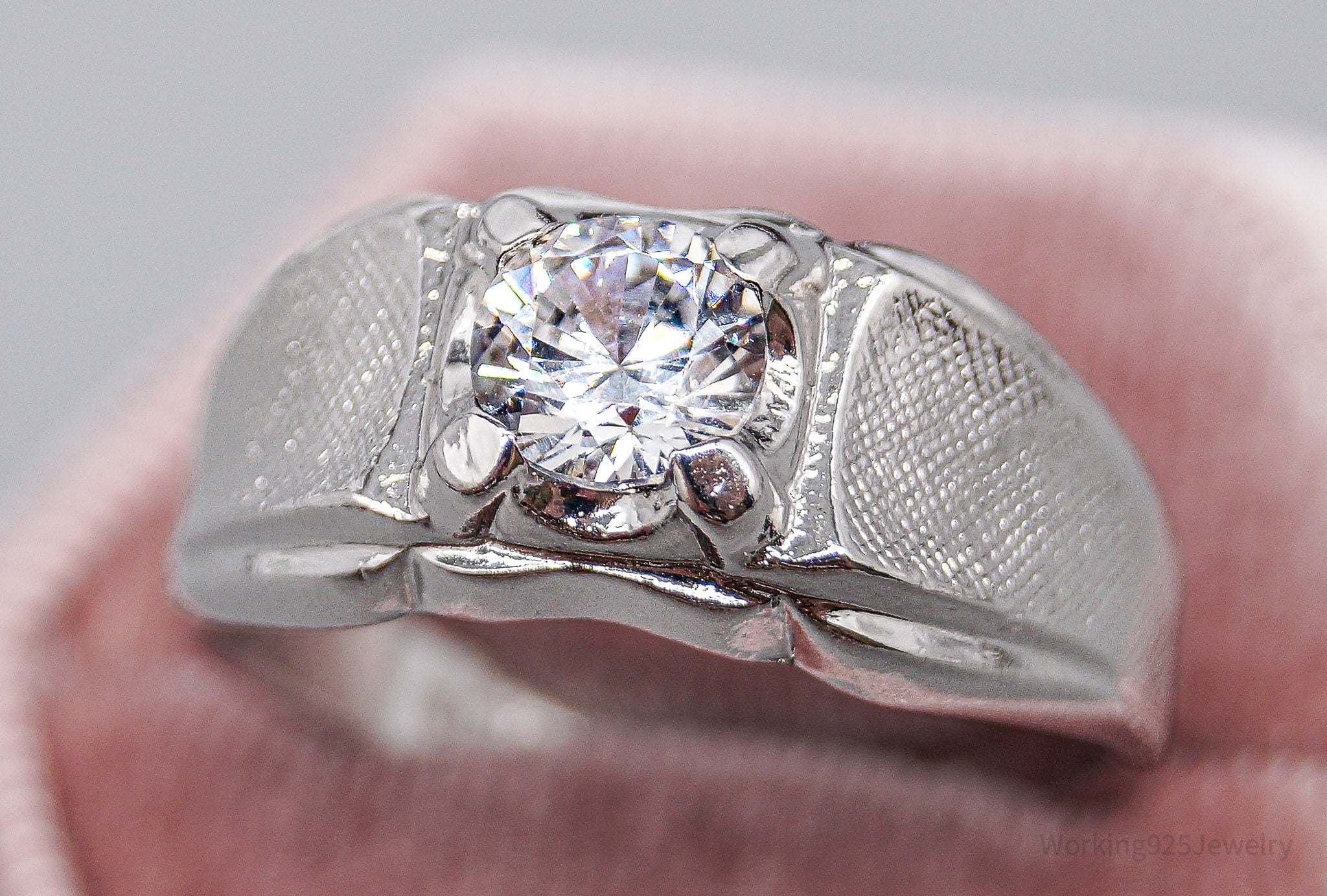 Vintage Designer LIND Cubic Zirconia Sterling Silver Ring - Size 12