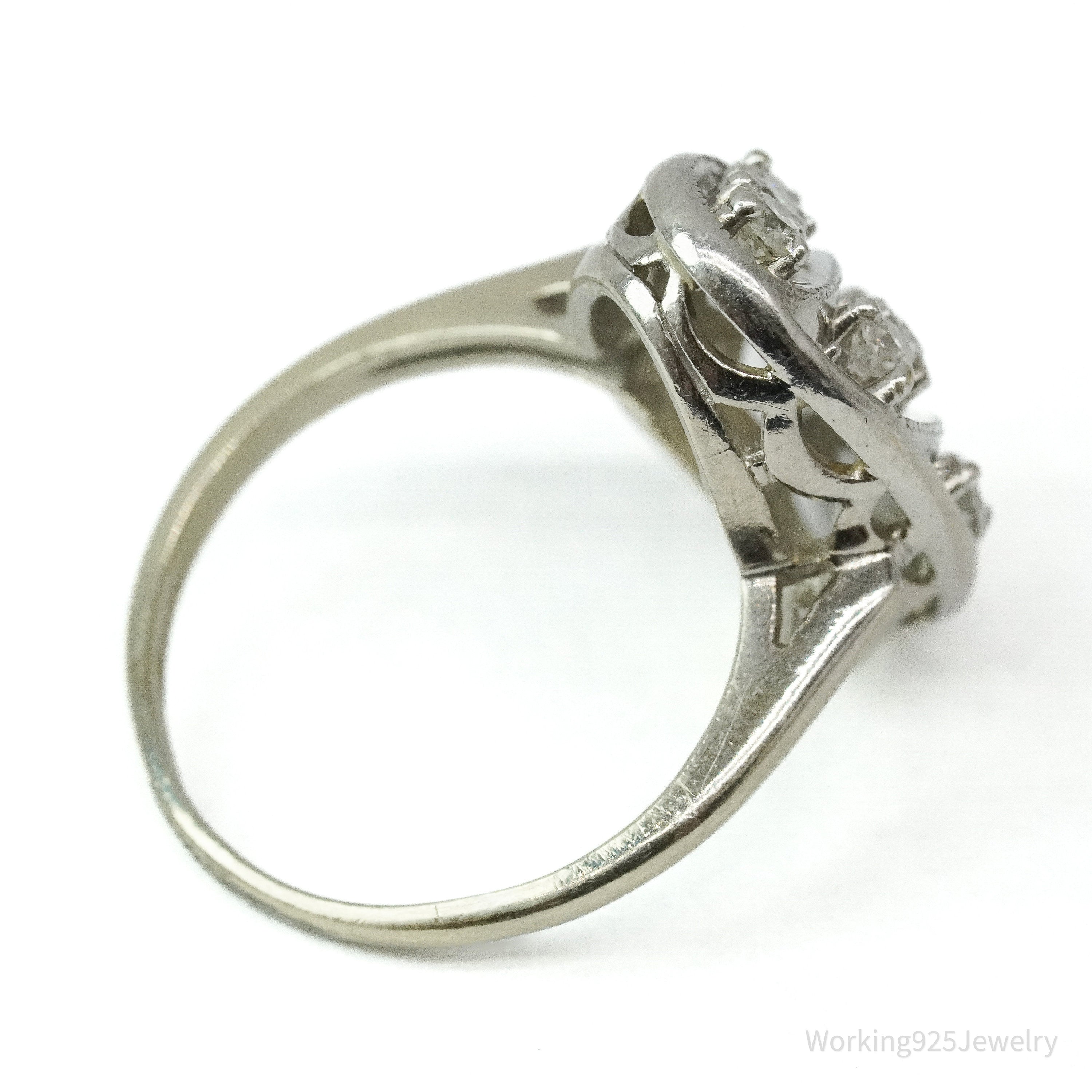 Art Deco 14K White Gold & Diamond Ring Size - 4.75