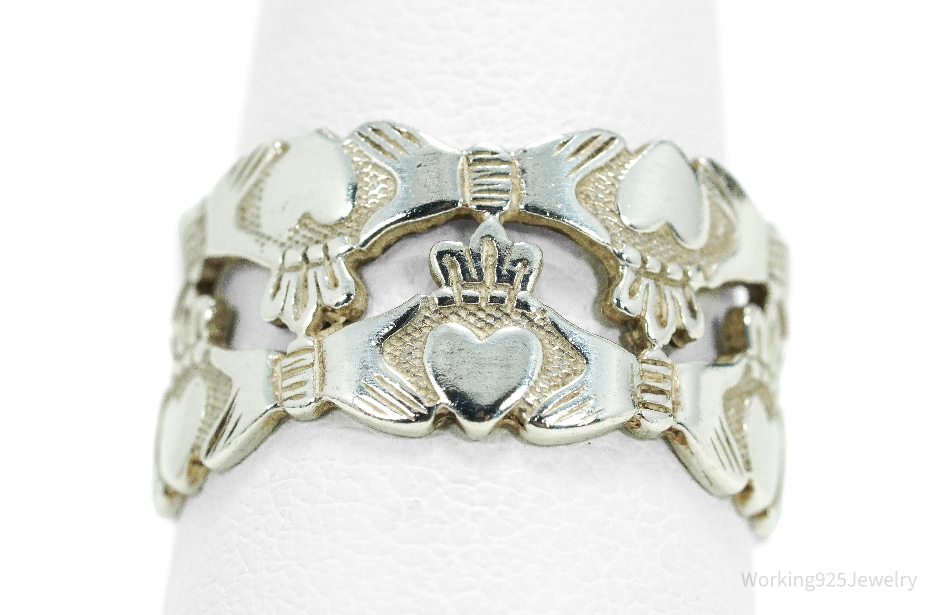 Vintage Irish Claddagh Sterling Silver Ring - Size 7.25