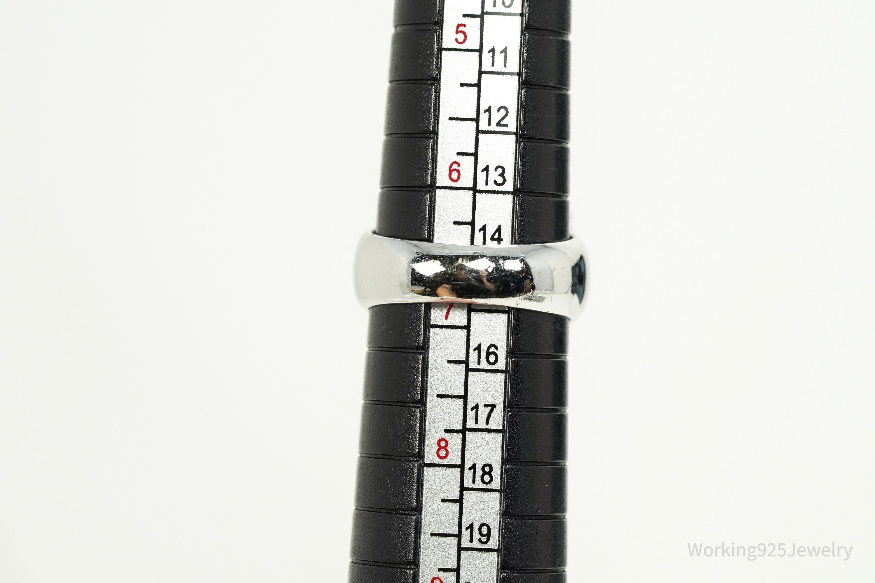 Vintage Blue Swarovski Crystal Silver Ring Size 6.75