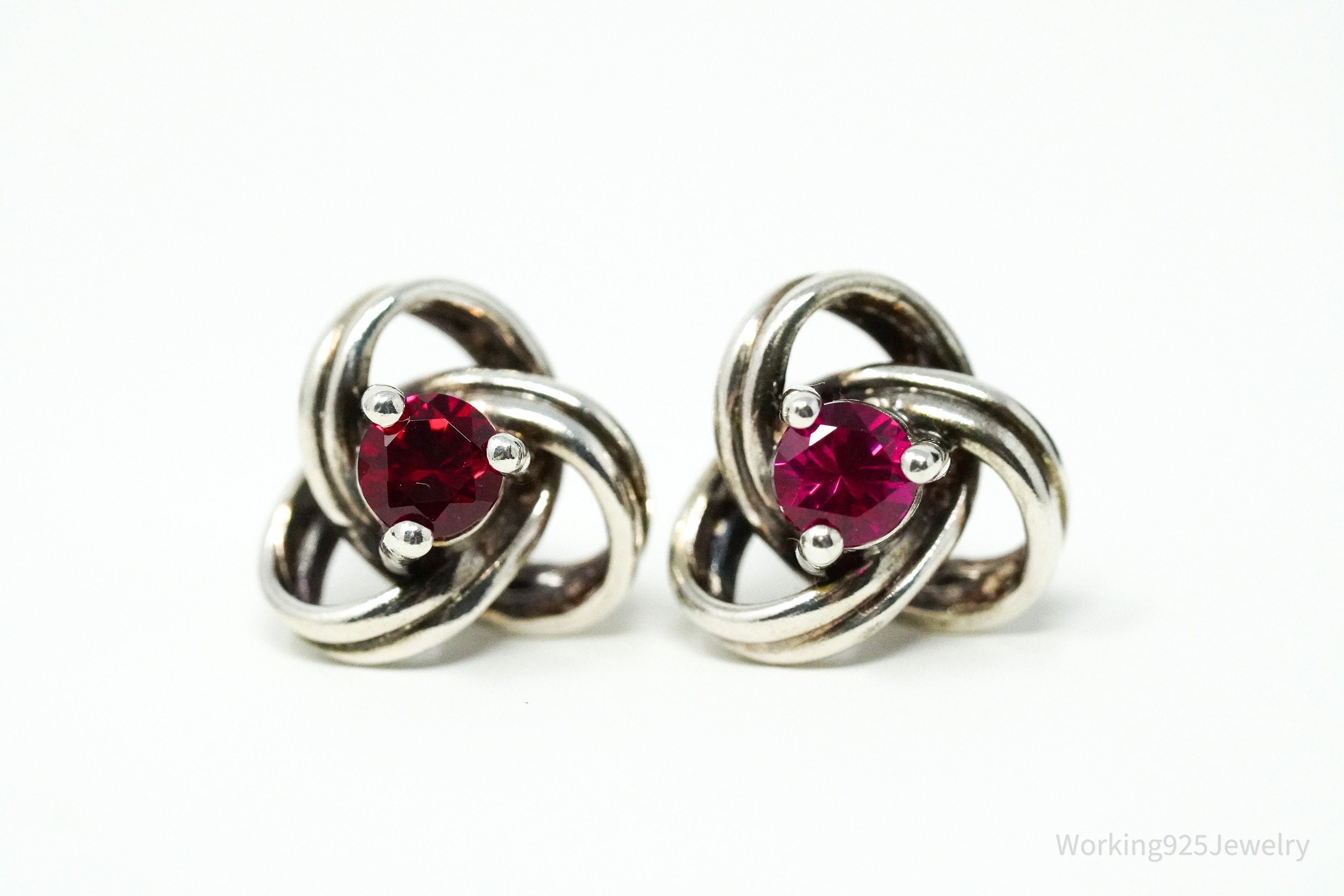 Vintage Pink Cubic Zirconia Sterling Silver Earrings