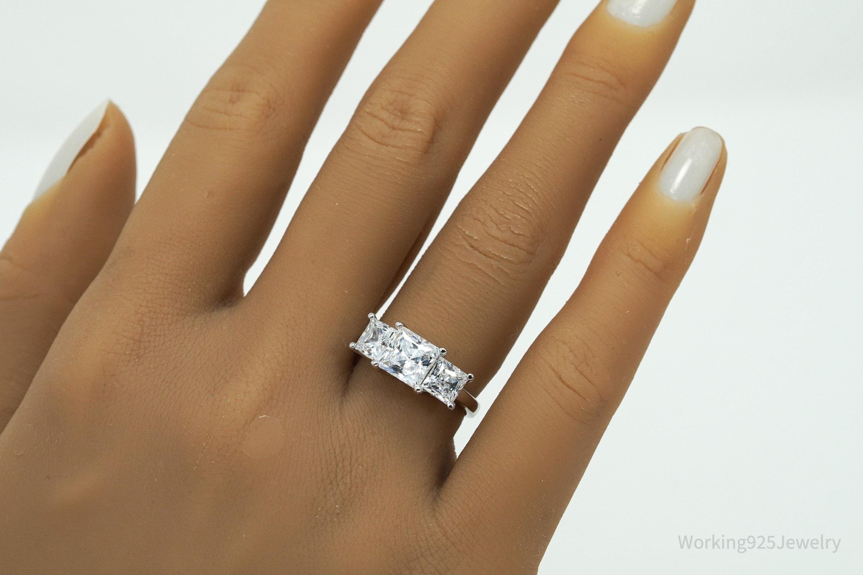 Vintage JCM White Diamonique Cubic Zirconia Sterling Silver Ring Size 6.25