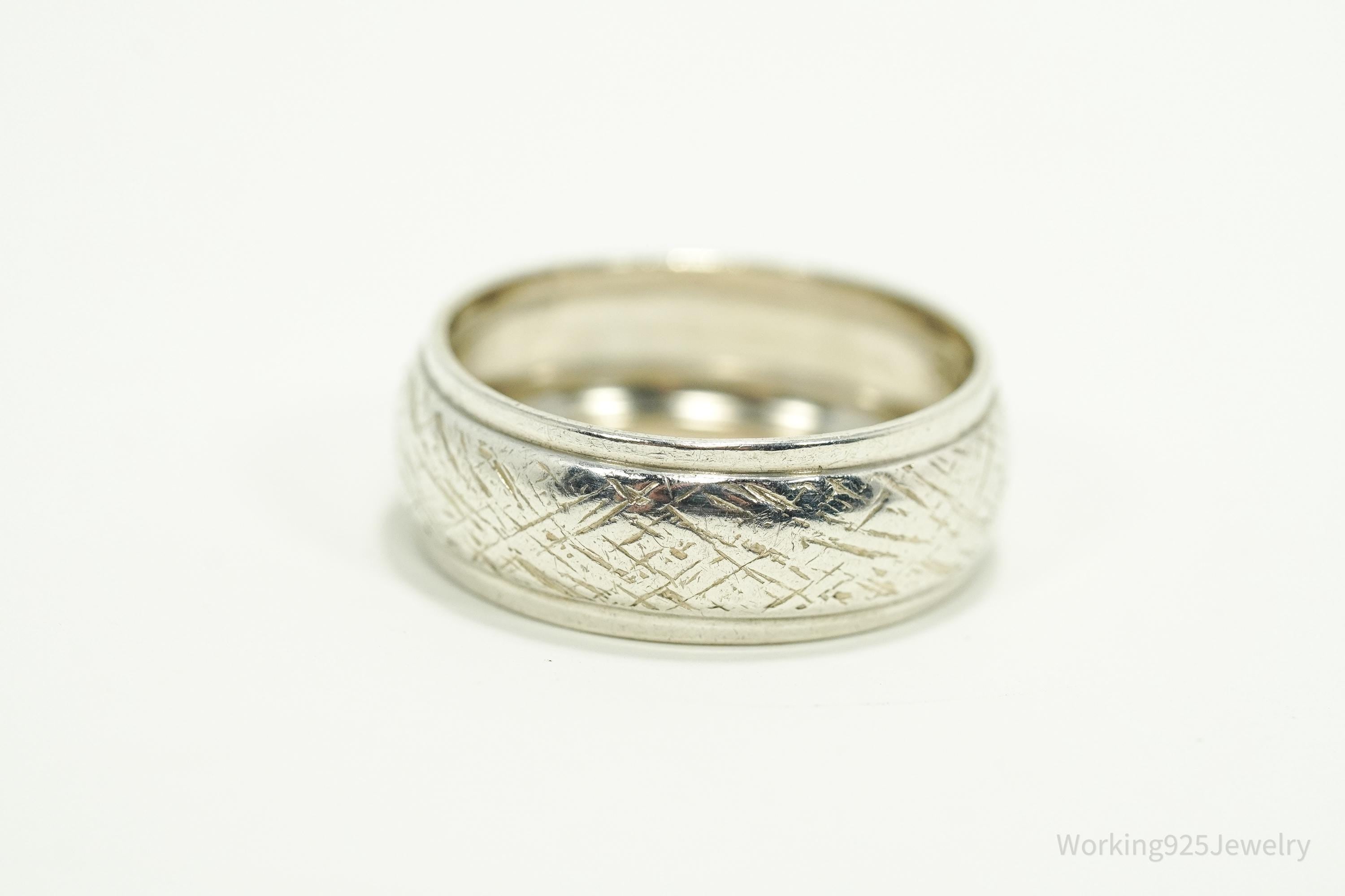 Antique Designer Sterling Silver Band Ring - Size 7