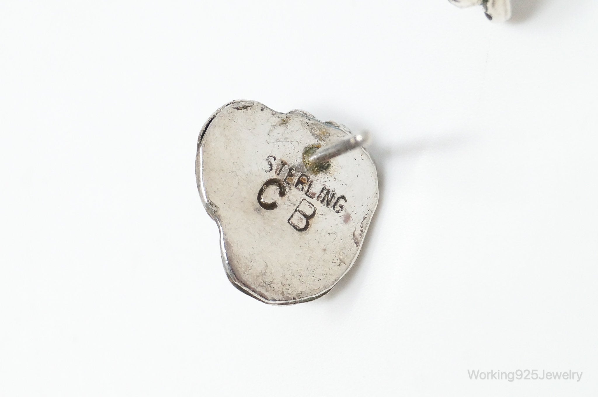 Vintage Native American CB Turquoise Sterling Silver Earrings