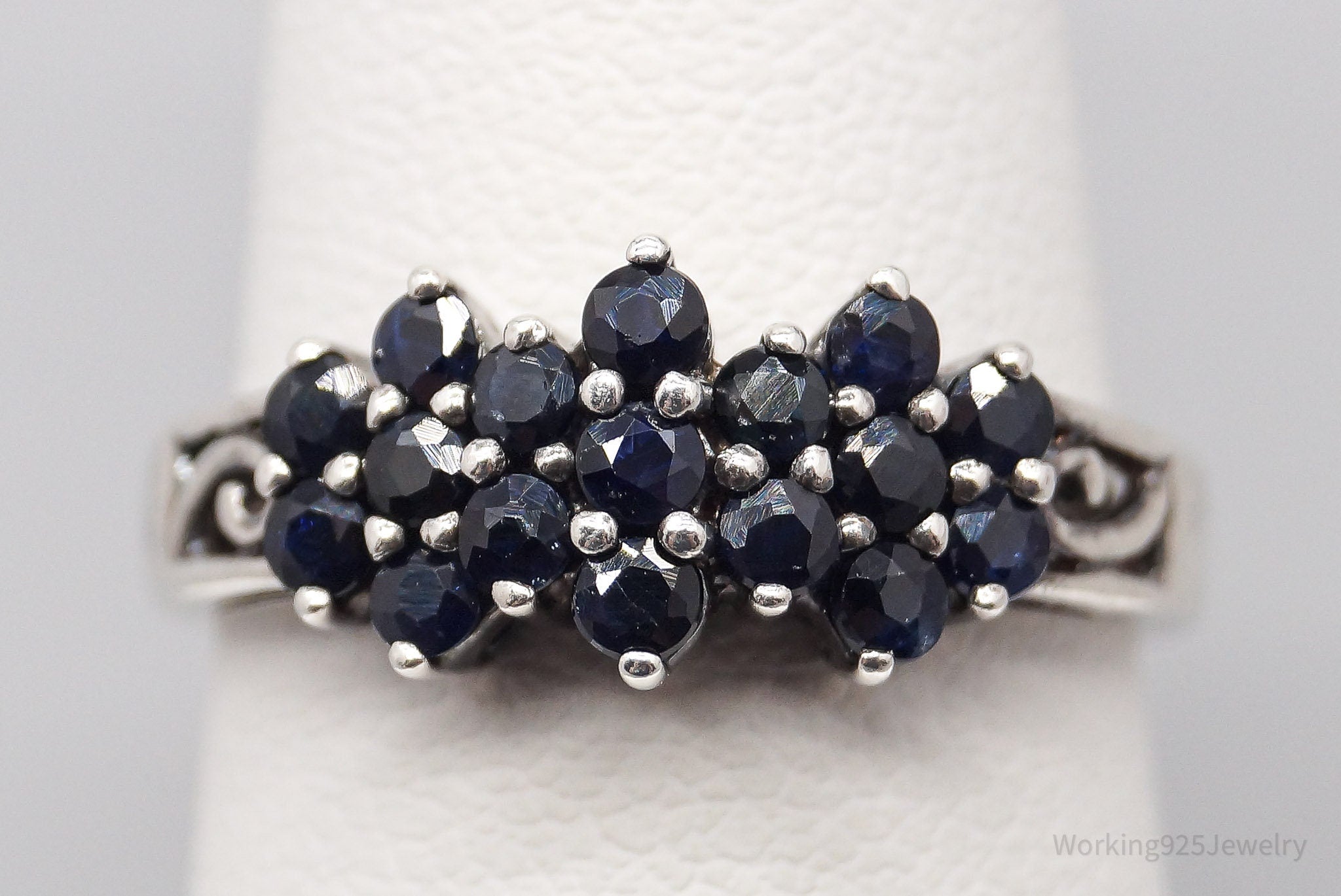 Vintage CNA Blue Sapphire Sterling Silver Ring - Size 6.75