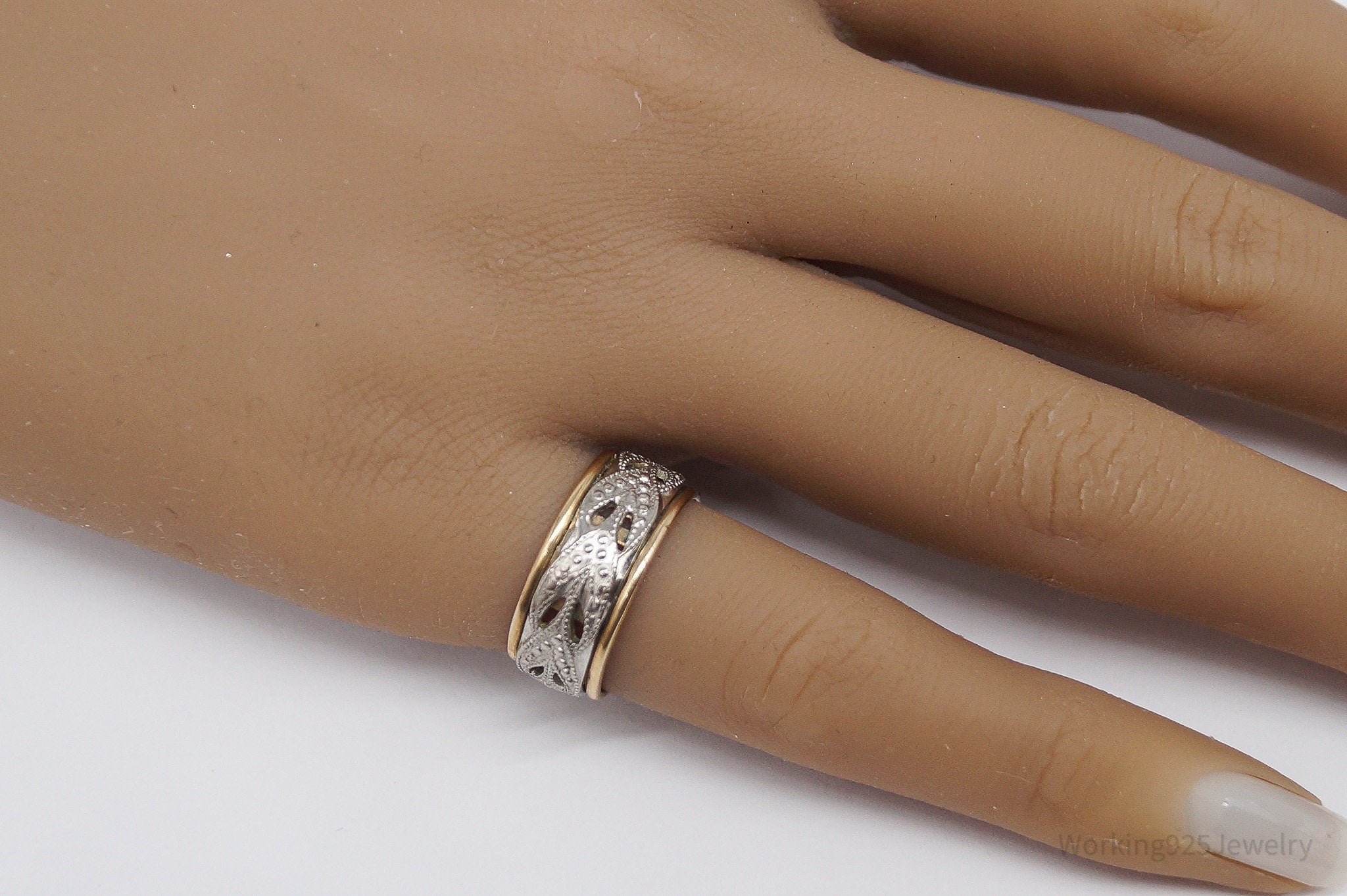 Vintage Vargas Mfg. Co. 10K Gold Filled Sterling Silver Band Ring - Size 5.75