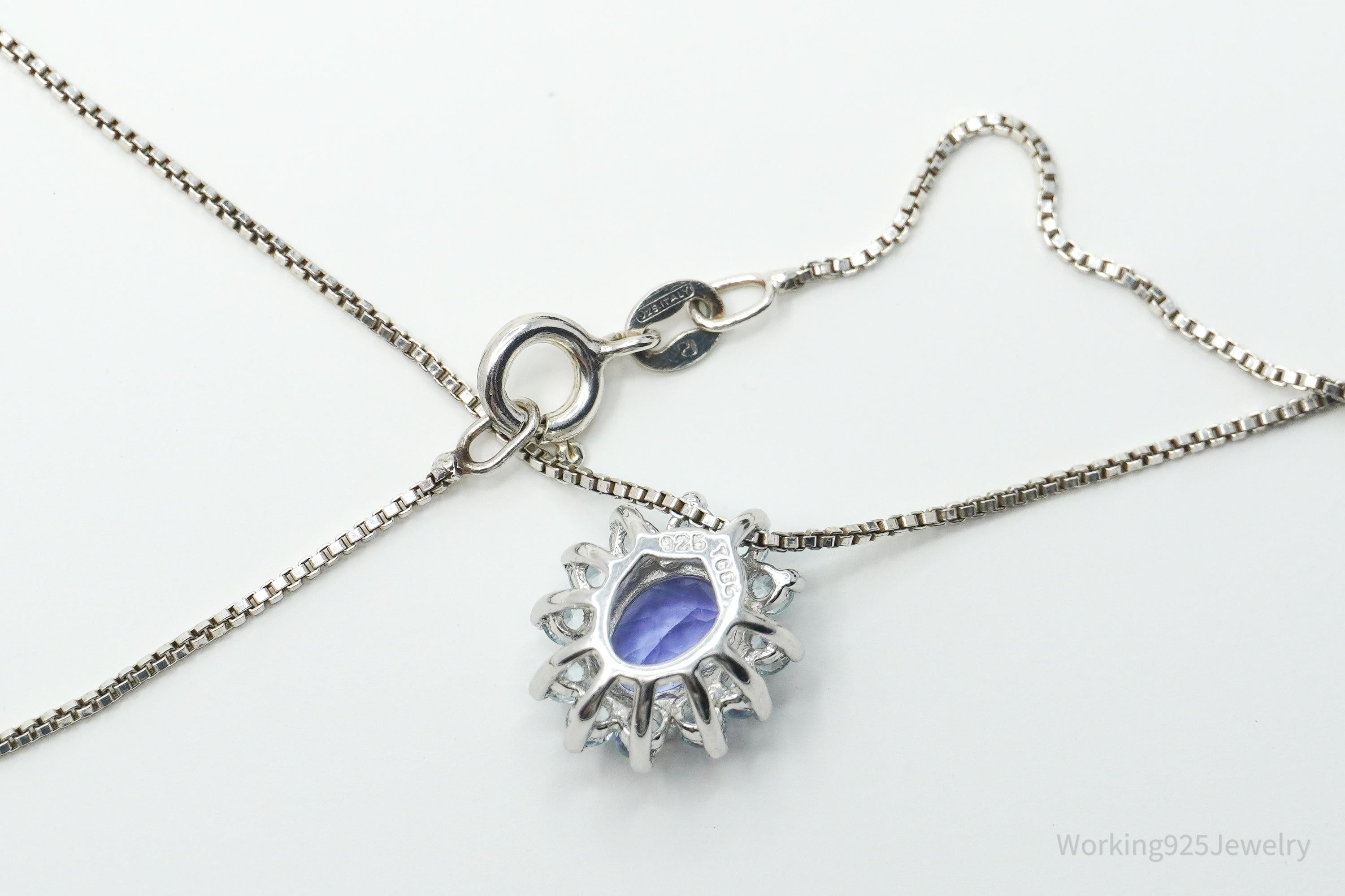 JTV's TGGC Created Tanzanite & Blue Topaz Sterling Silver Necklace 18"